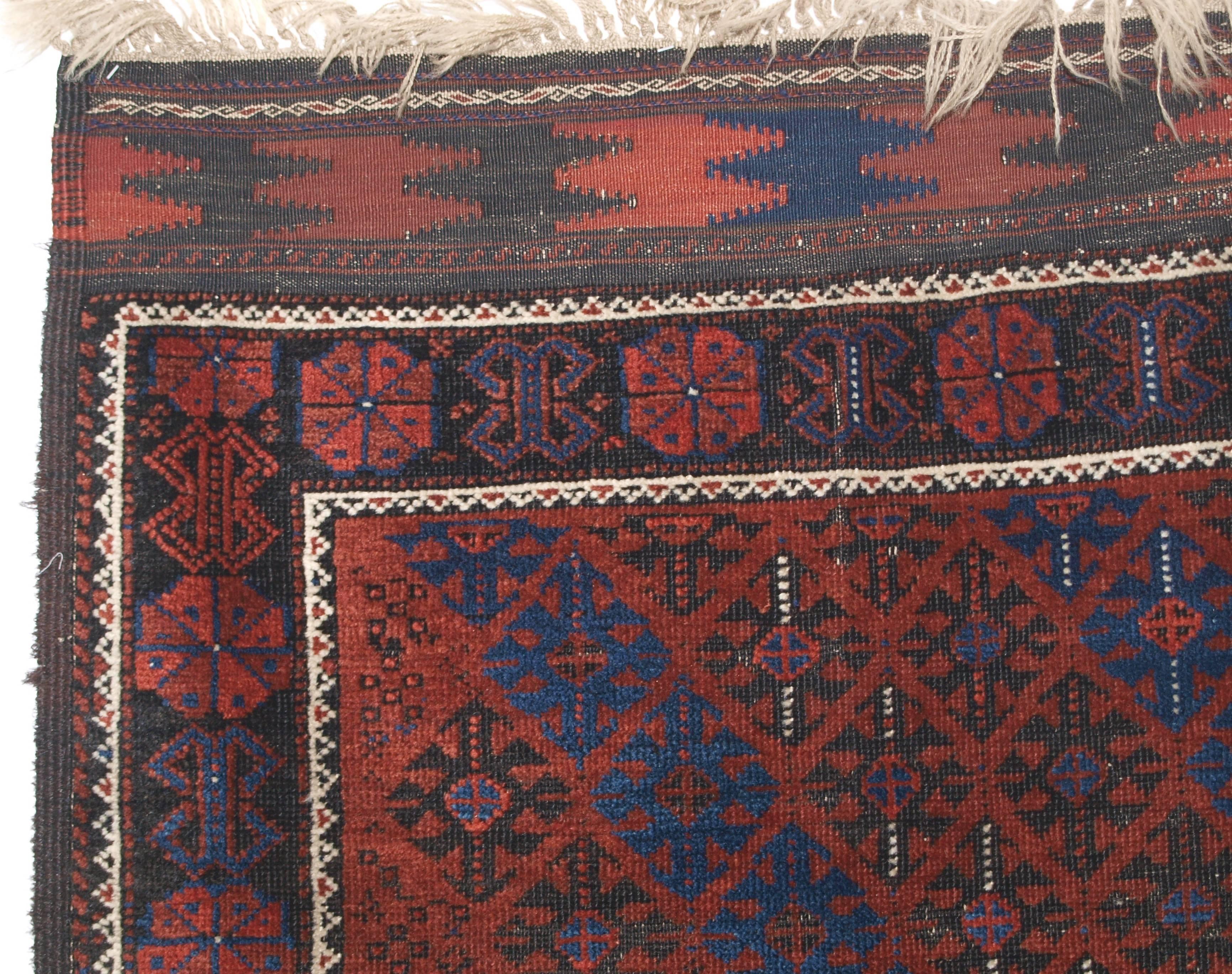 Late 19th Century Antique Baluch Rug from Western Afghanistan, Probably Timuri Tribe, circa 1880 For Sale