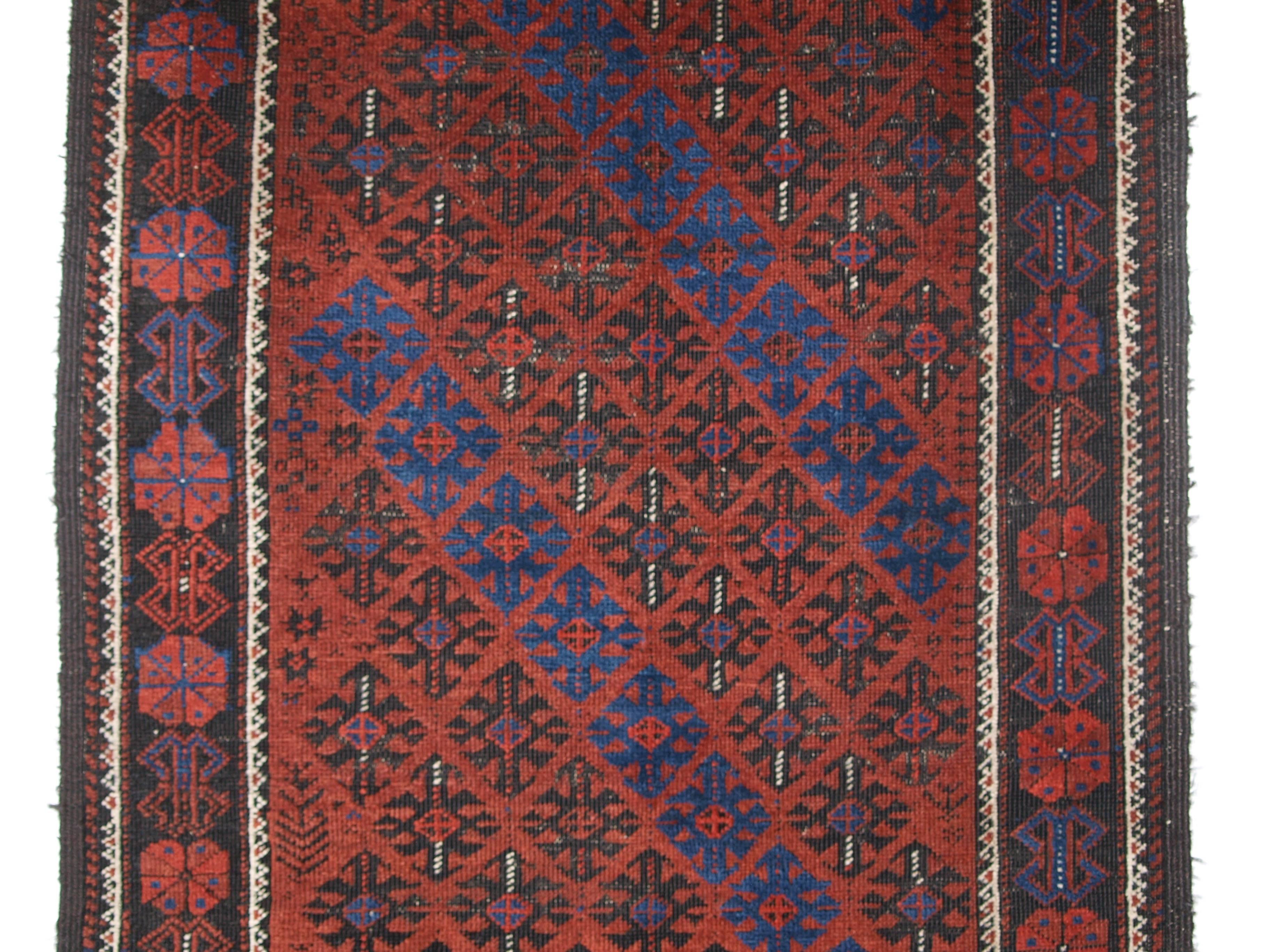 Antique Baluch Rug from Western Afghanistan, Probably Timuri Tribe, circa 1880 For Sale 1
