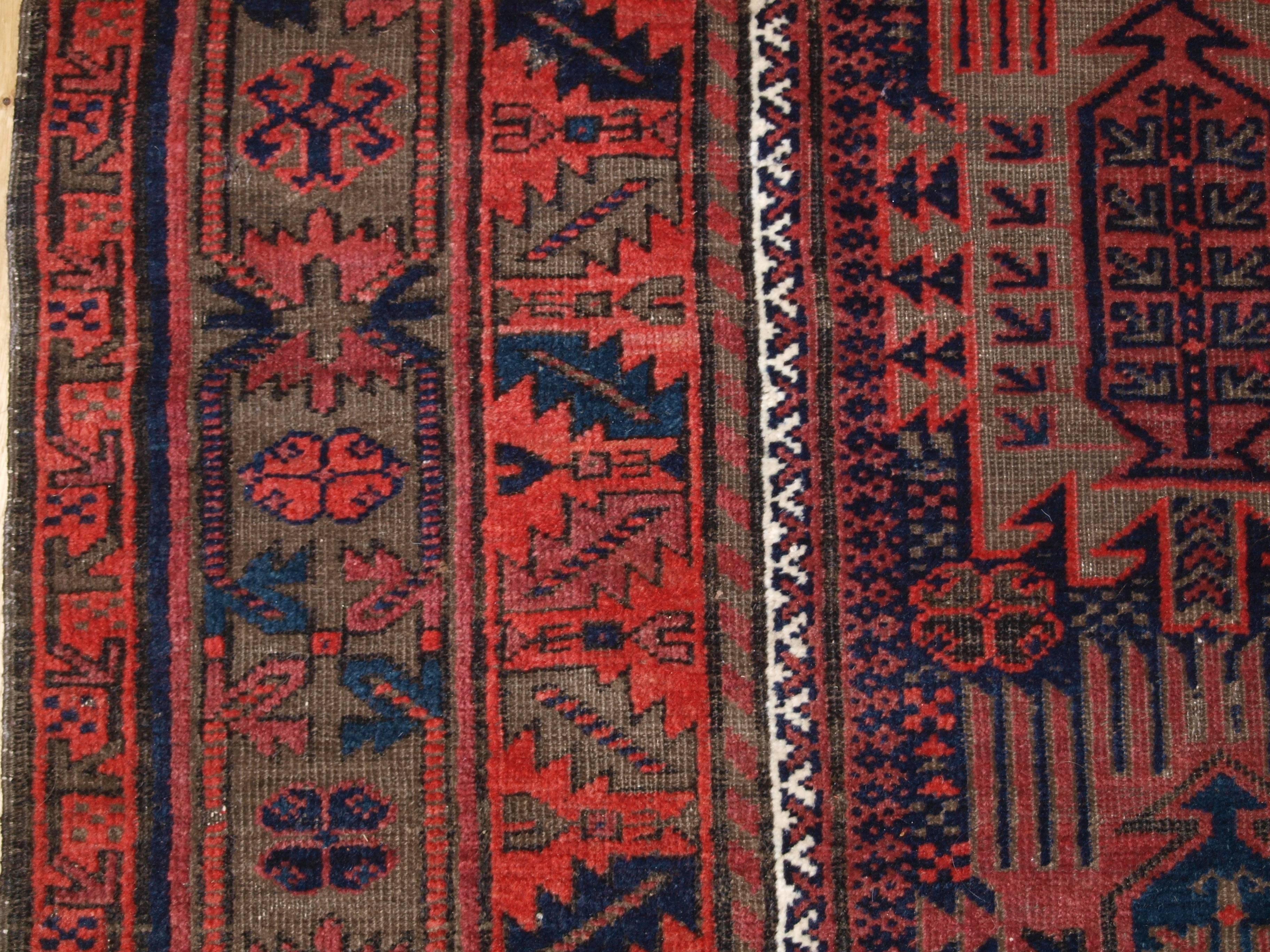 Antique Timuri Baluch Main Carpet with Classic Afghan Timuri Design, circa 1900 In Good Condition For Sale In Moreton-in-Marsh, GB