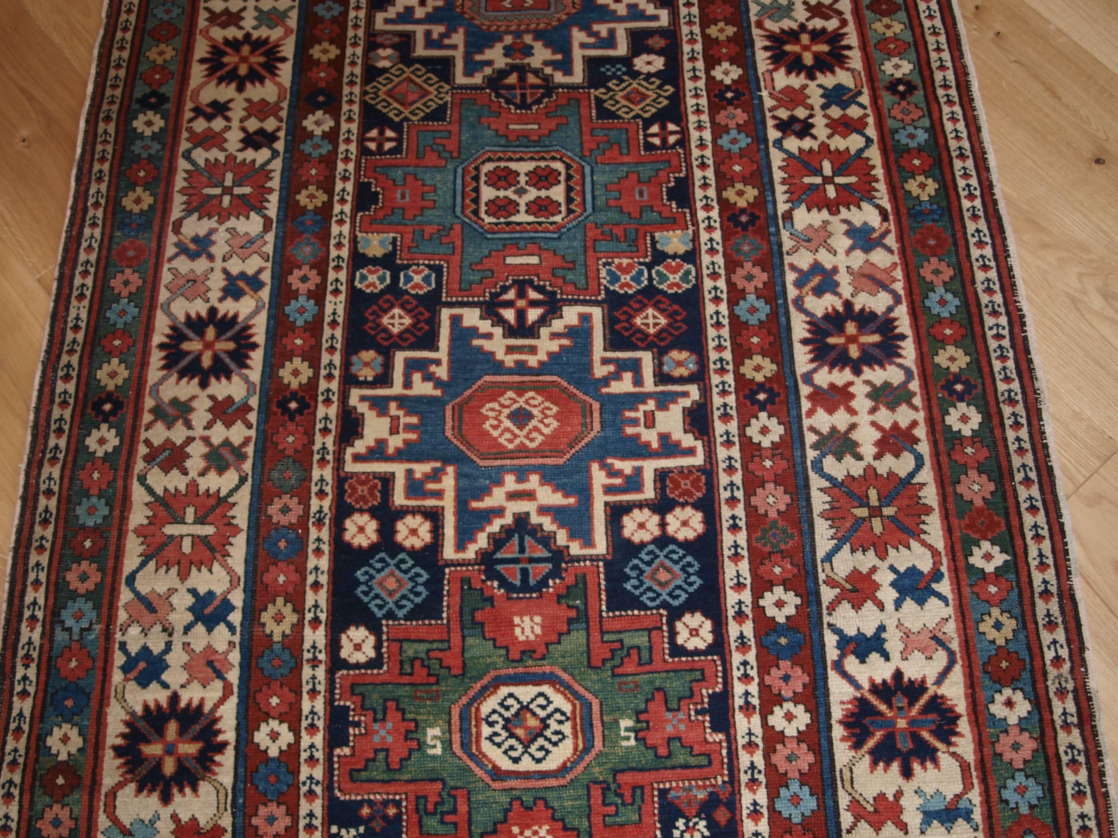 Antique Caucasian Shirvan Runner from the South Eastern Caucasus, circa 1880 For Sale 1