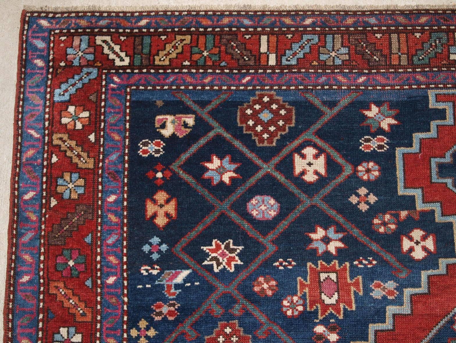 Antique South Caucasian Karabagh Kelleh or Long Rug of Large Size, circa 1900 In Excellent Condition For Sale In Moreton-in-Marsh, GB