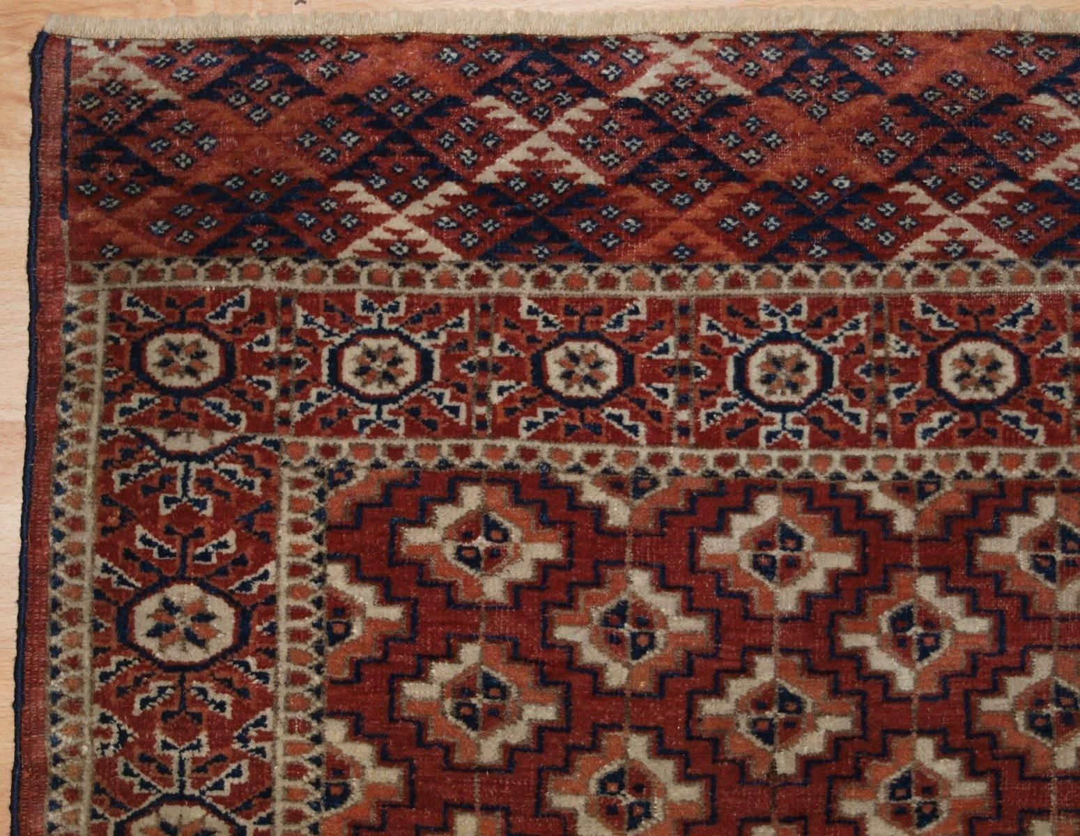 Wool Antique Tekke Turkmen Rug of Small Square Size, circa 1900 For Sale