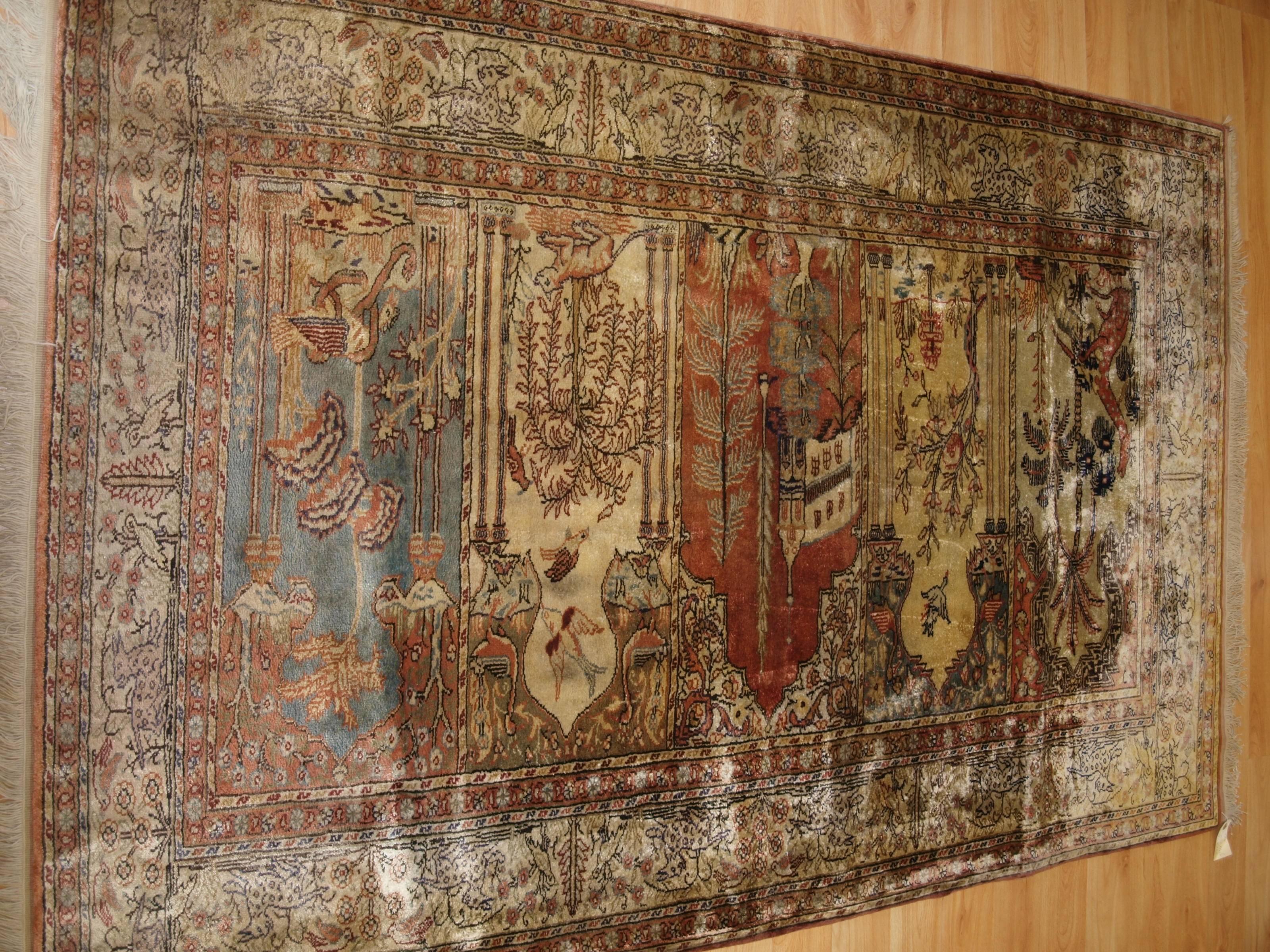 Early 20th Century Antique Anatolian Kayseri 'Art Silk' Saf Prayer Rug For Sale
