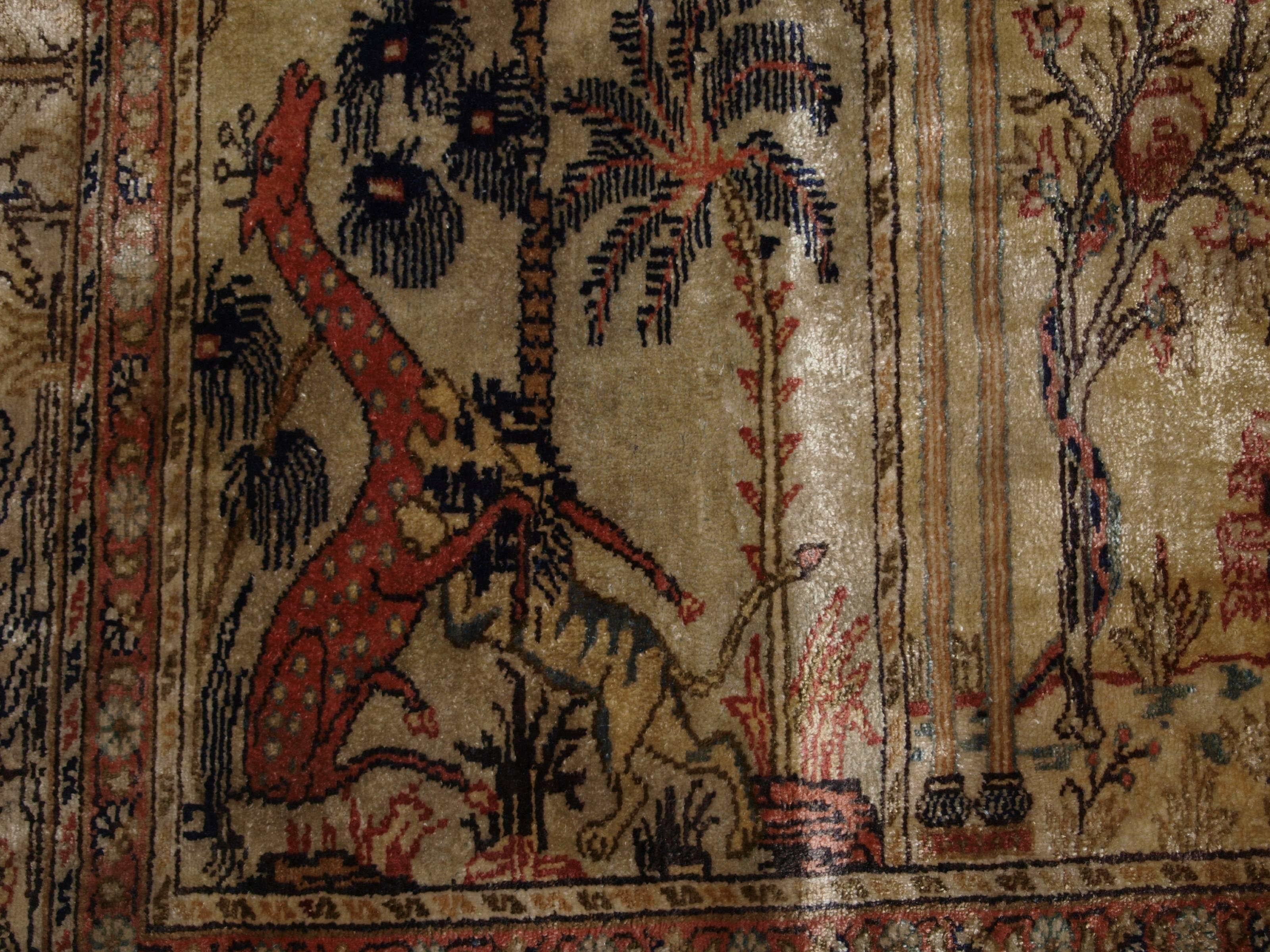 Cotton Antique Anatolian Kayseri 'Art Silk' Saf Prayer Rug For Sale