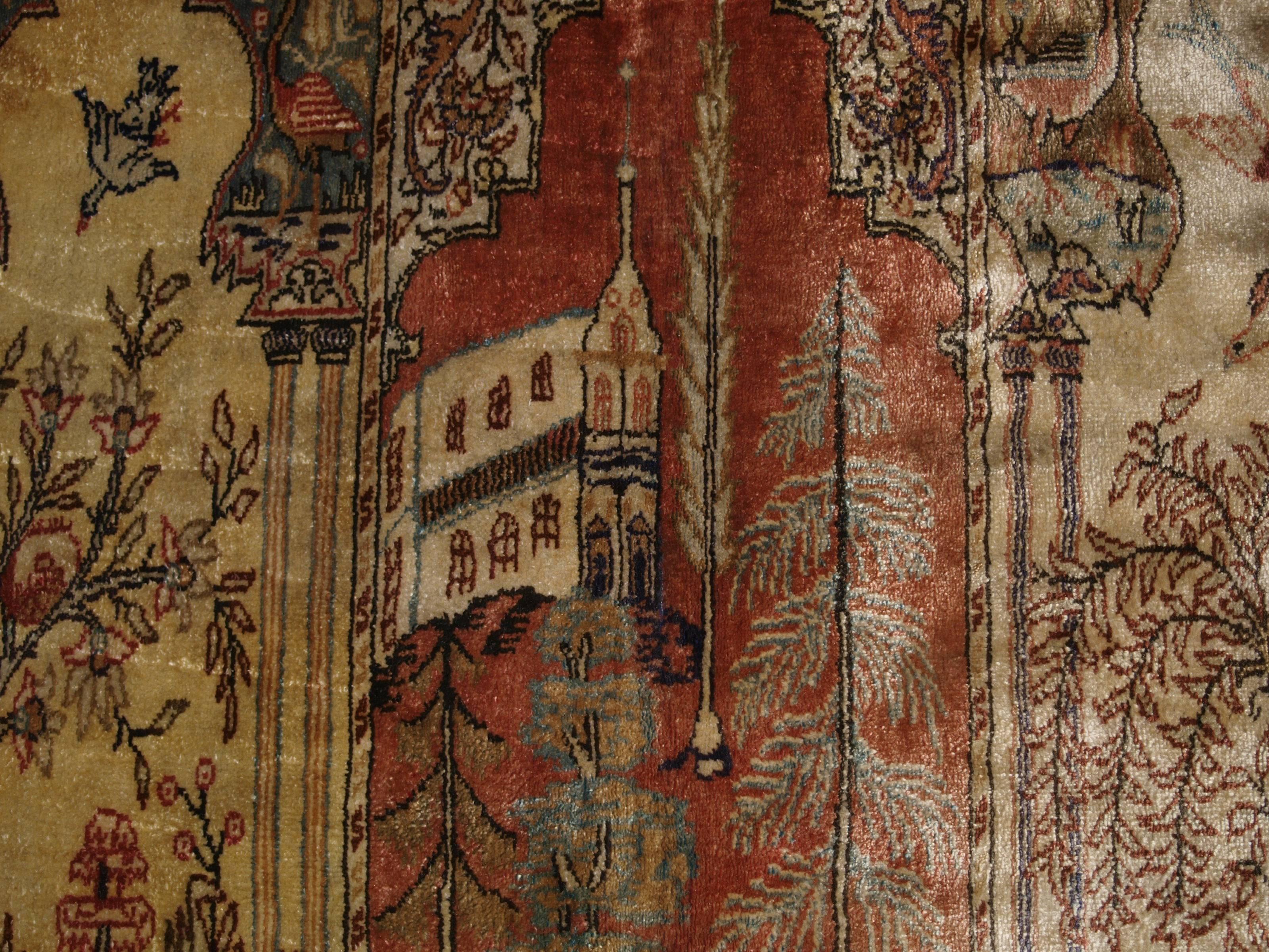 Antique Anatolian Kayseri 'Art Silk' Saf Prayer Rug For Sale 1