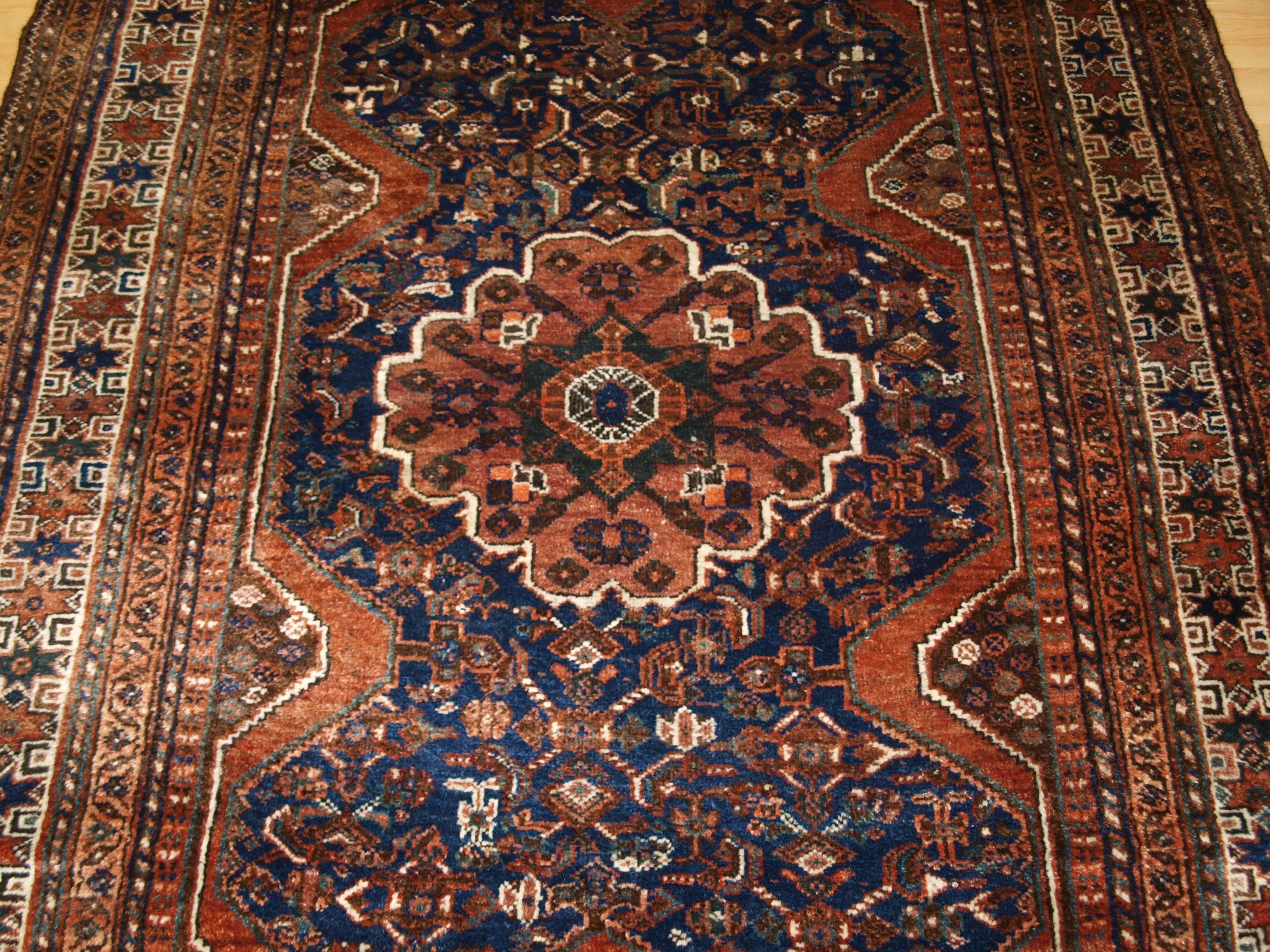 Antique South West Persian Khamseh Baharlu Tribal Rug, Single Medallion 2