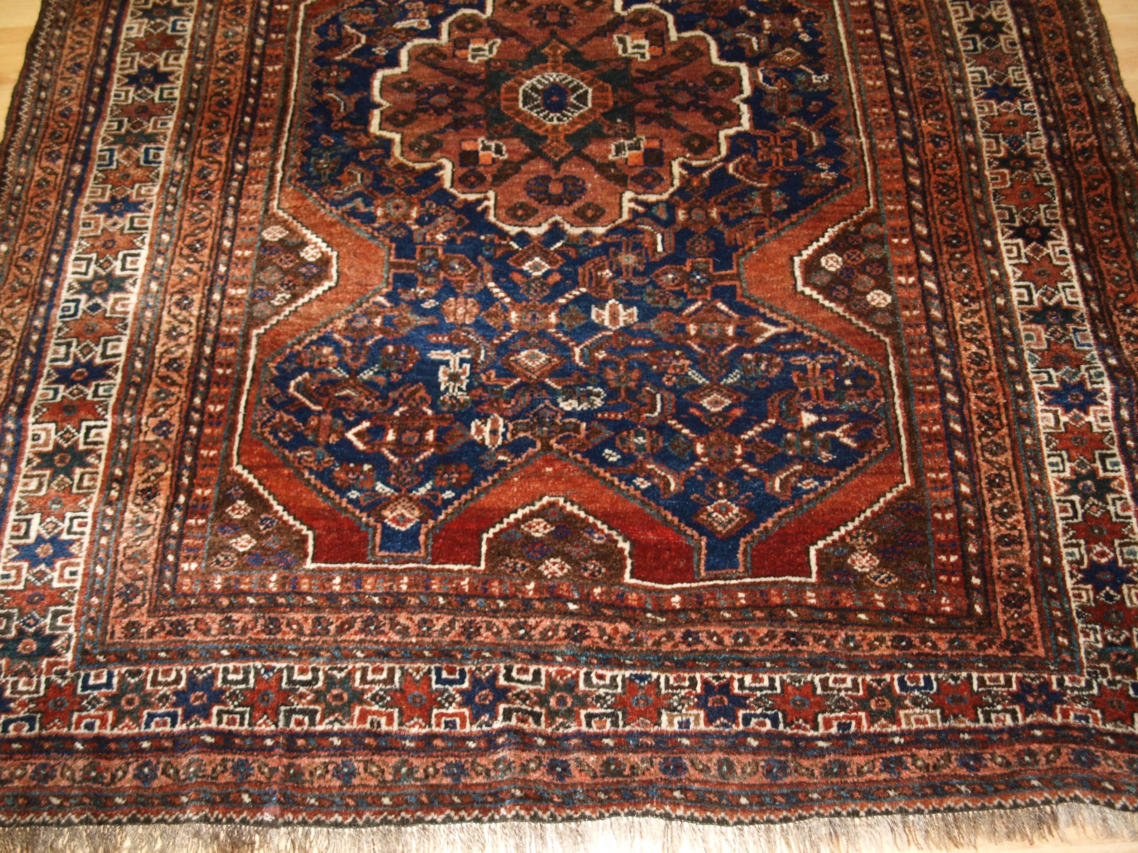 Antique South West Persian Khamseh Baharlu Tribal Rug, Single Medallion 4