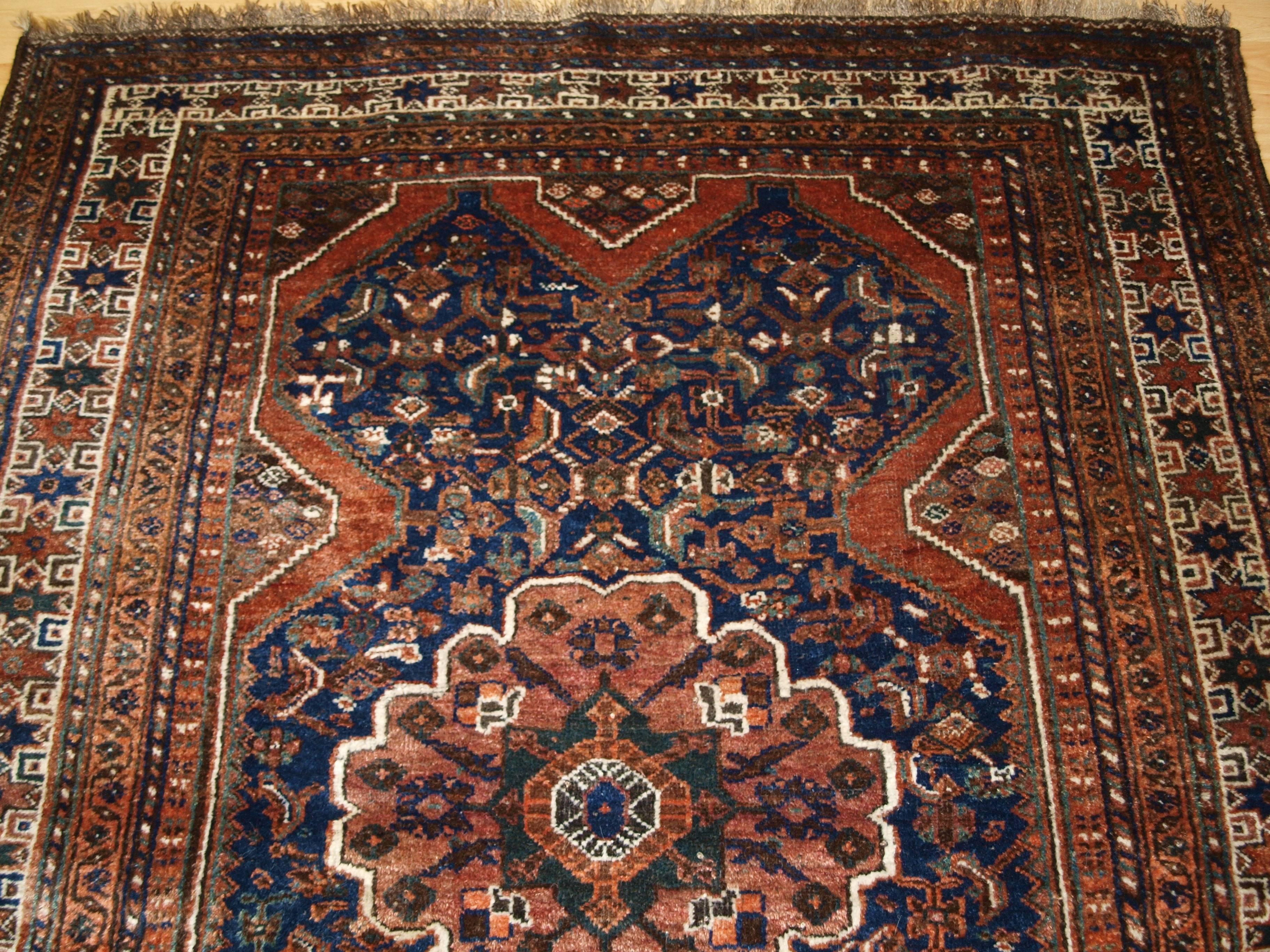 Antique South West Persian Khamseh Baharlu Tribal Rug, Single Medallion 5