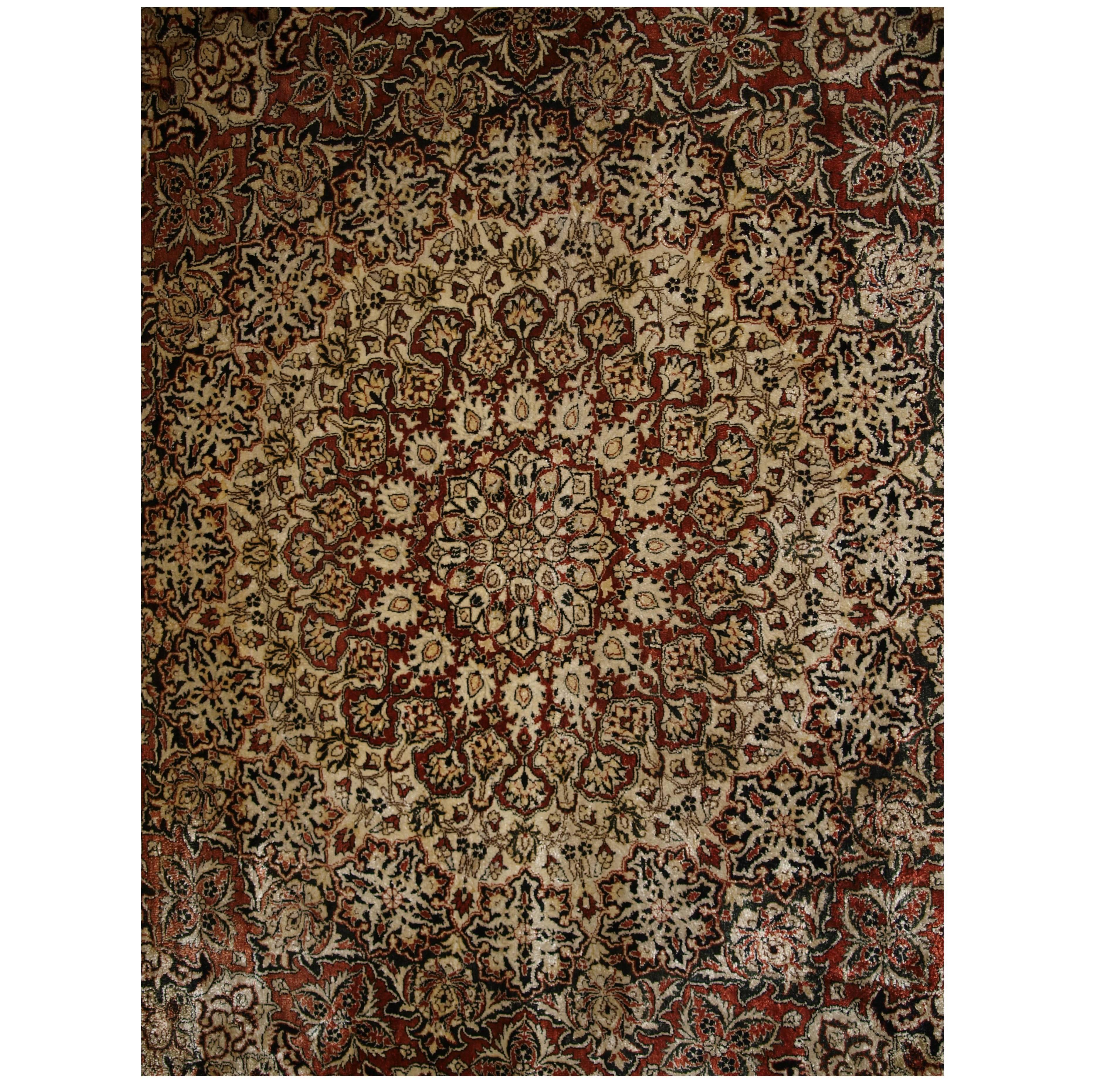 Fine Chinese Silk Rug in the Turkish Hereke Style For Sale
