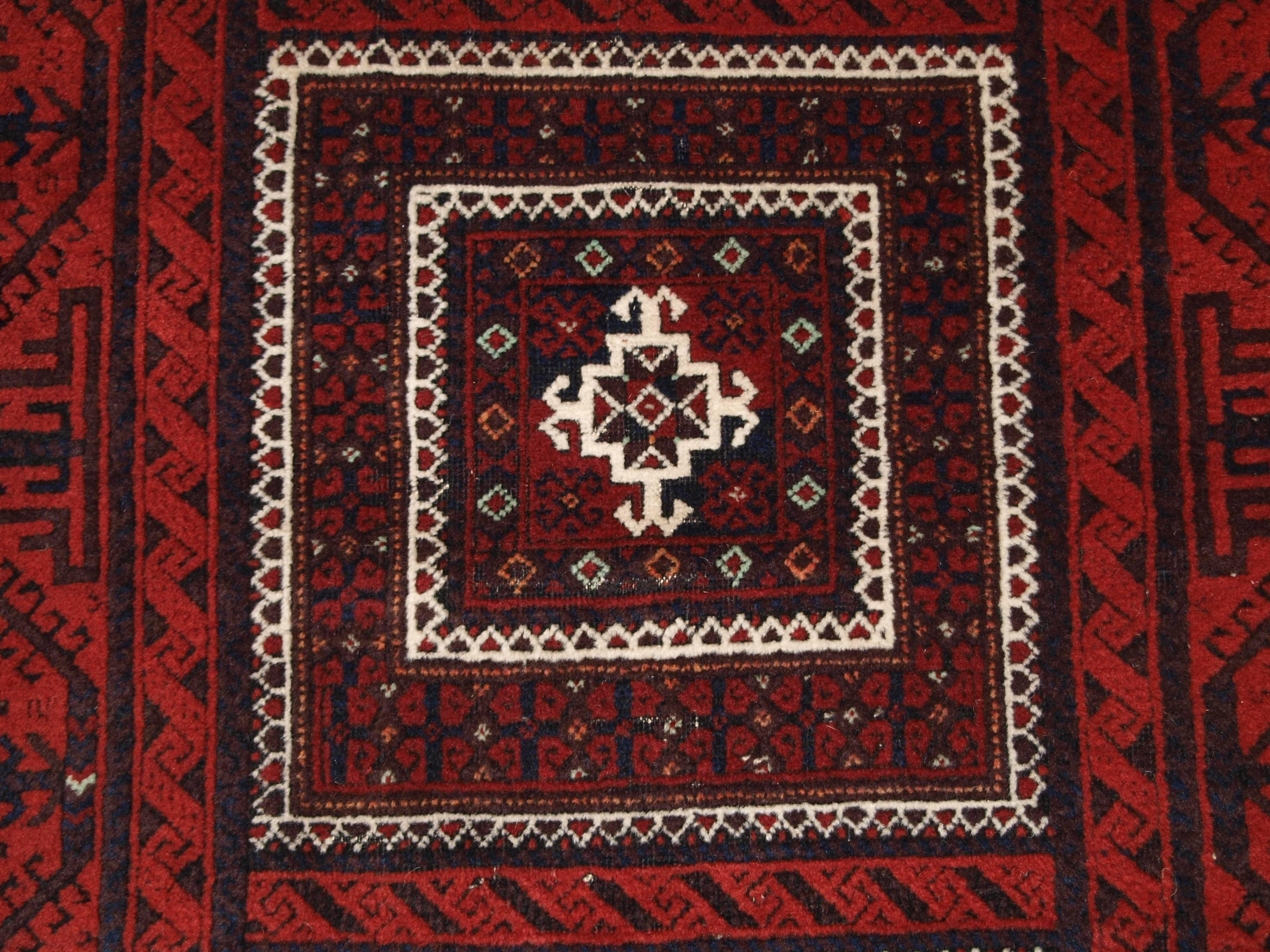 19th Century Antique Baluch Rug with Unusual Three Compartment Design, circa 1900 For Sale