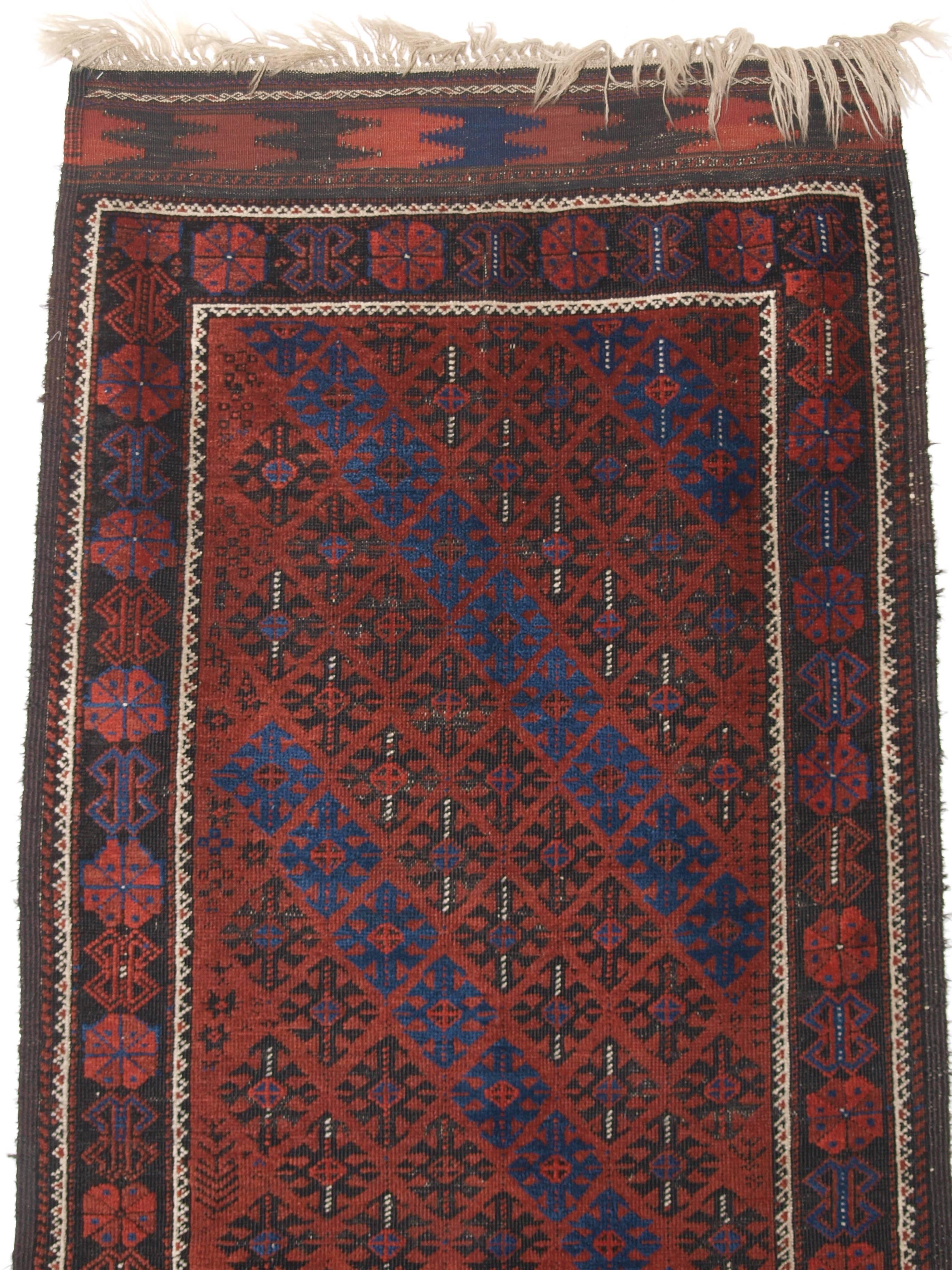 Antique Baluch Rug from Western Afghanistan, Probably Timuri Tribe, circa 1880 In Excellent Condition For Sale In Moreton-in-Marsh, GB