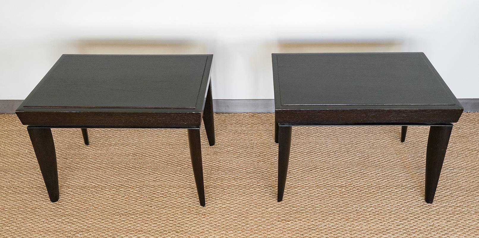Oak, satin black elegant, masculine side tables. Can be used for bedside tables as well.