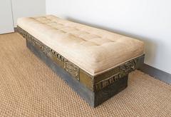 Mid-Century Sculpted Bronze and Resin Bench by Paul Evans