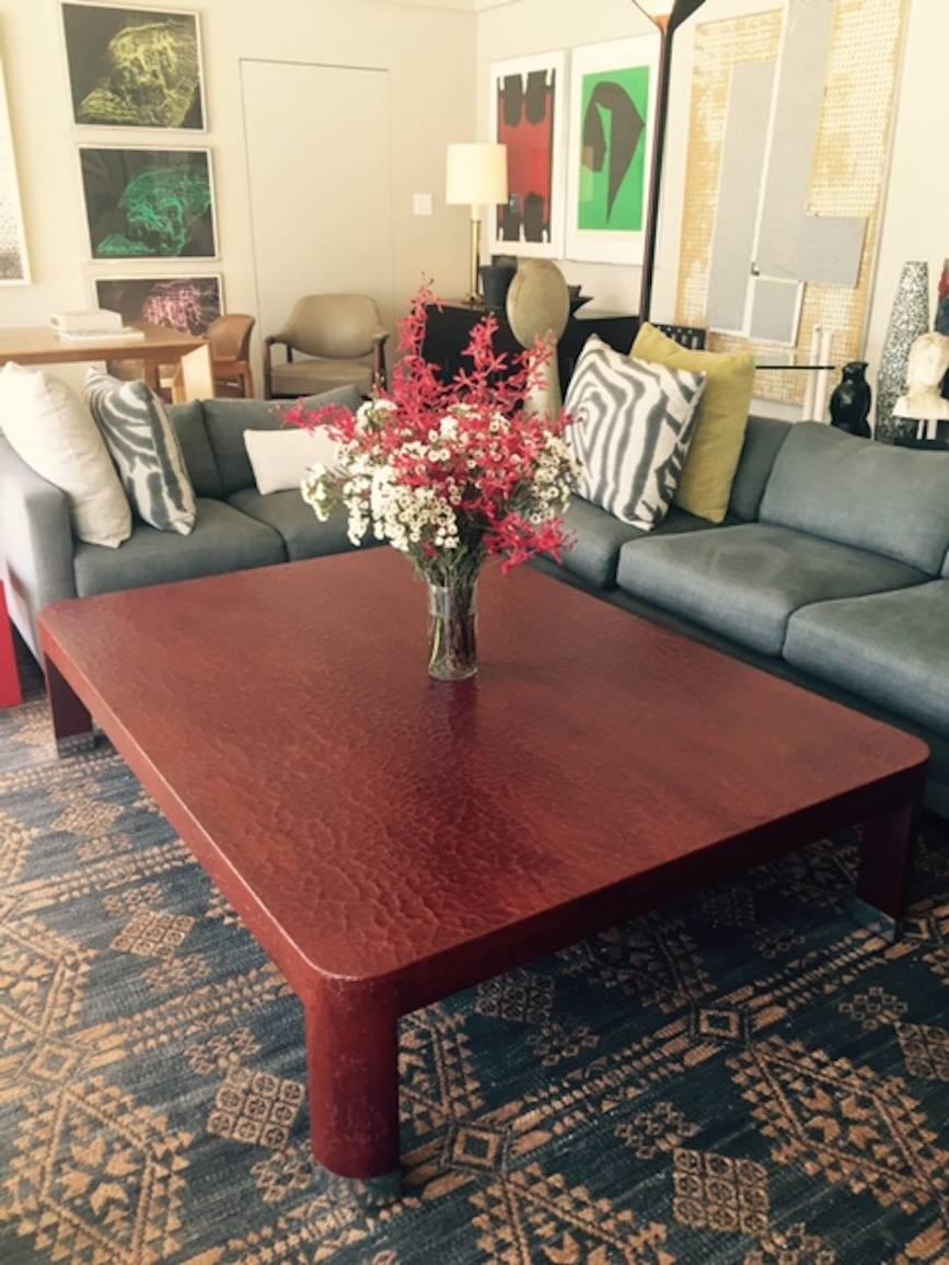 Luxurious Coffee Table by Karl Springer with Chrome Tipped Legs In Good Condition In Los Angeles, CA