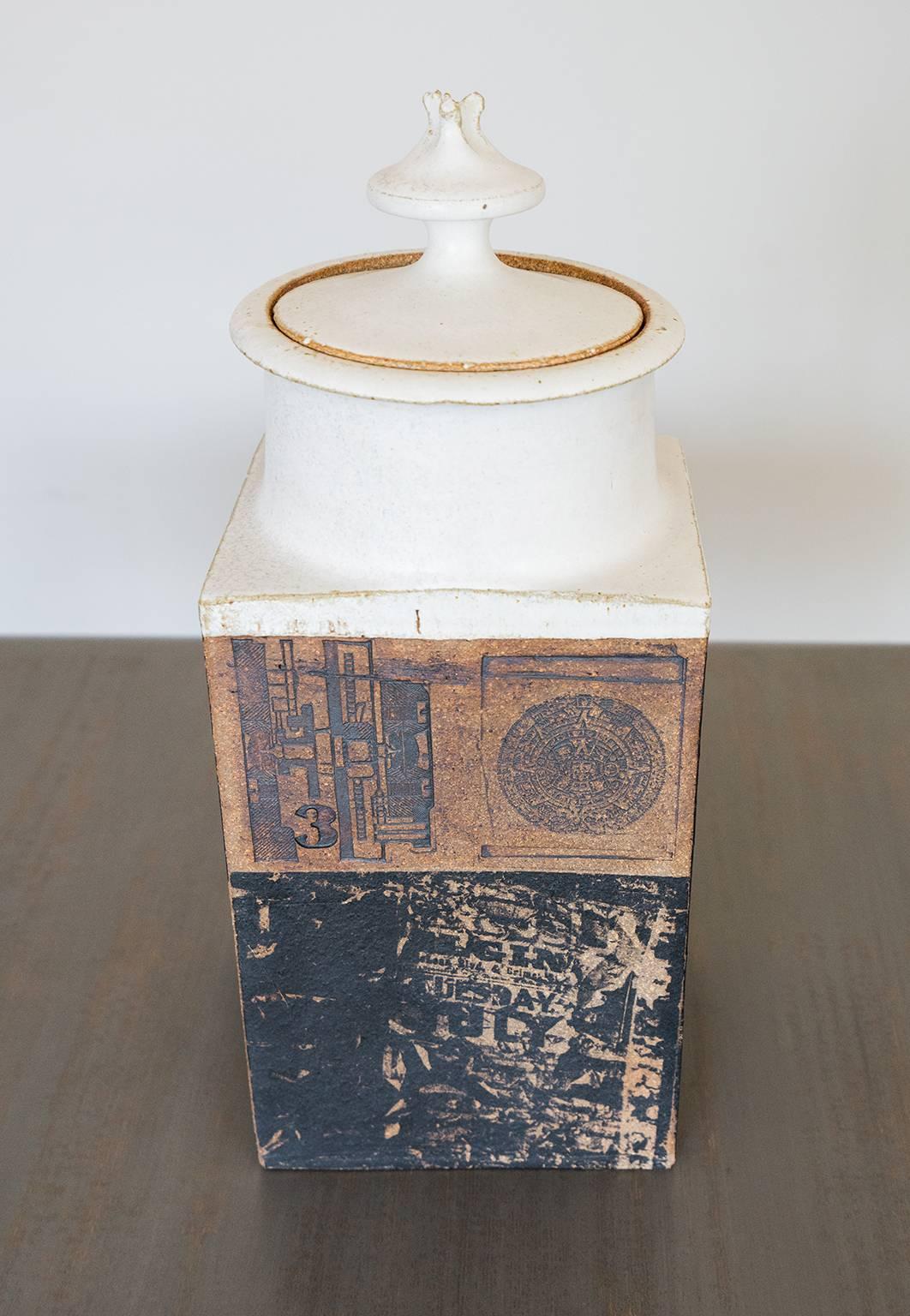 Mid-Century Modern Don Jones Pottery Art Covered Jar For Sale