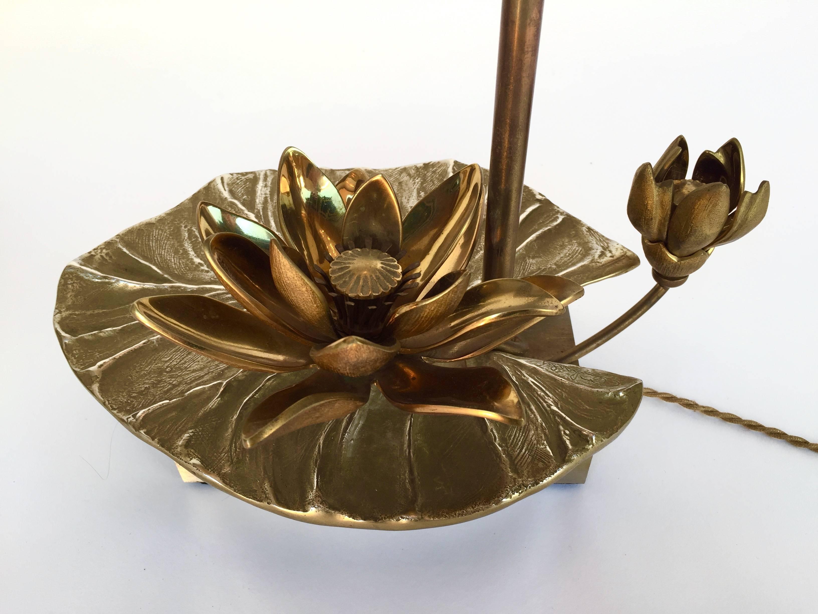 Pair of Bronze Nenuphar Lamps by Maison Charles, France, 1970s 3