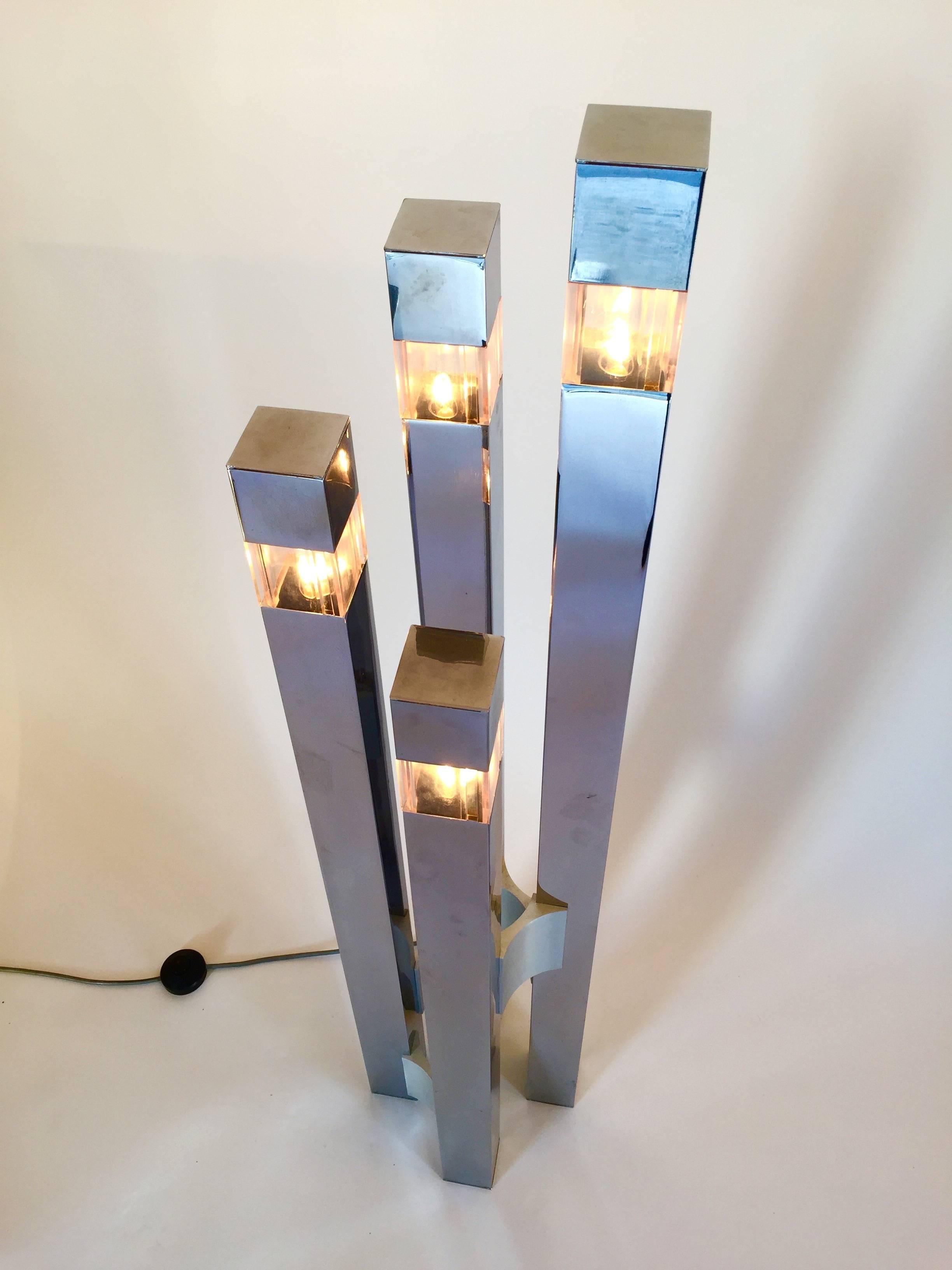 Mid-Century Modern Floor Lamp Cubic by Gaetano Sciolari, 1970s, Italy