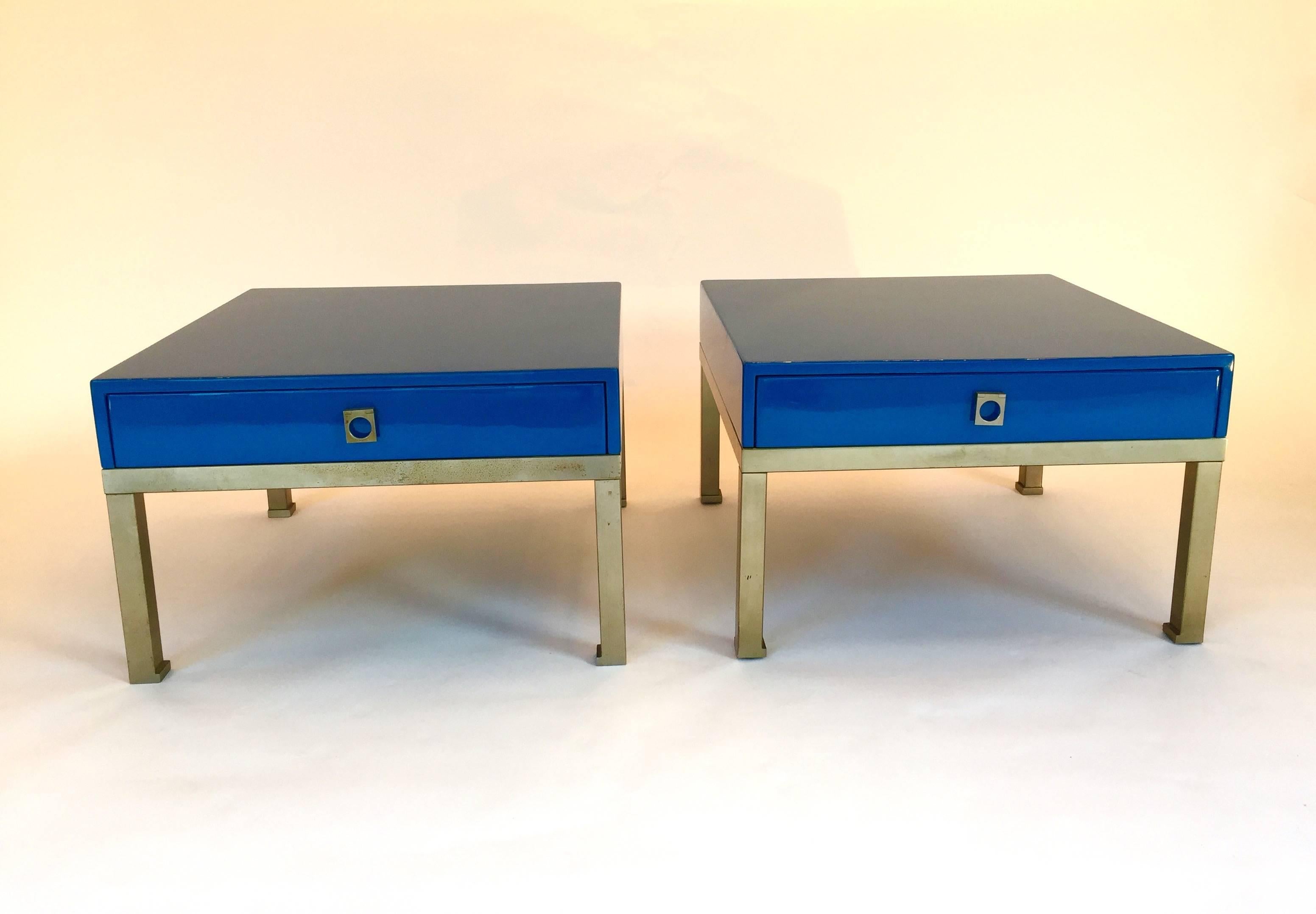 Mid-Century Modern Pair of Lacquered Side Tables by Guy Lefèvre for Maison Jansen, 1970s, France