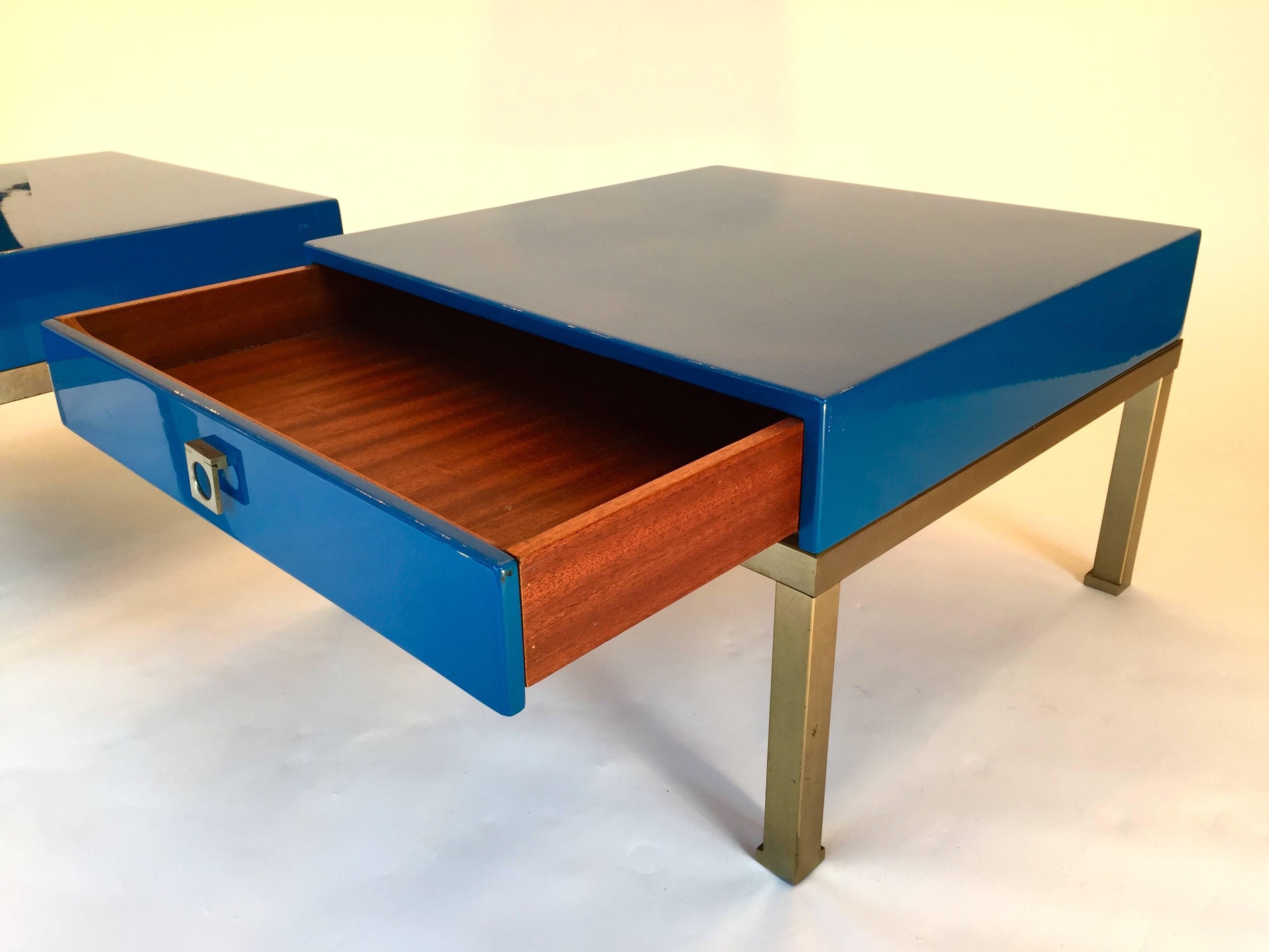 Pair of Lacquered Side Tables by Guy Lefèvre for Maison Jansen, 1970s, France In Good Condition In SAINT-OUEN, FR