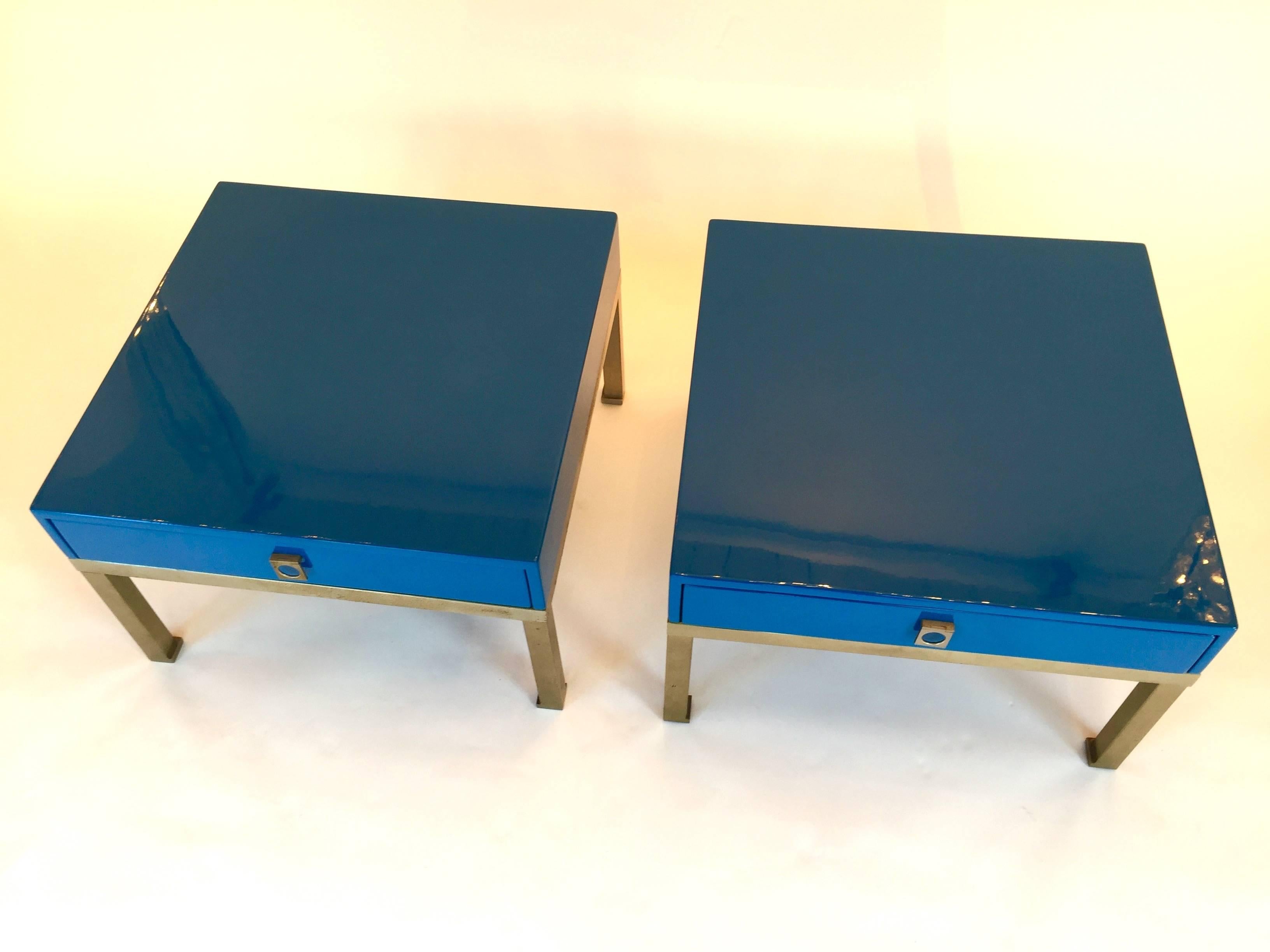 French Pair of Lacquered Side Tables by Guy Lefèvre for Maison Jansen, 1970s, France