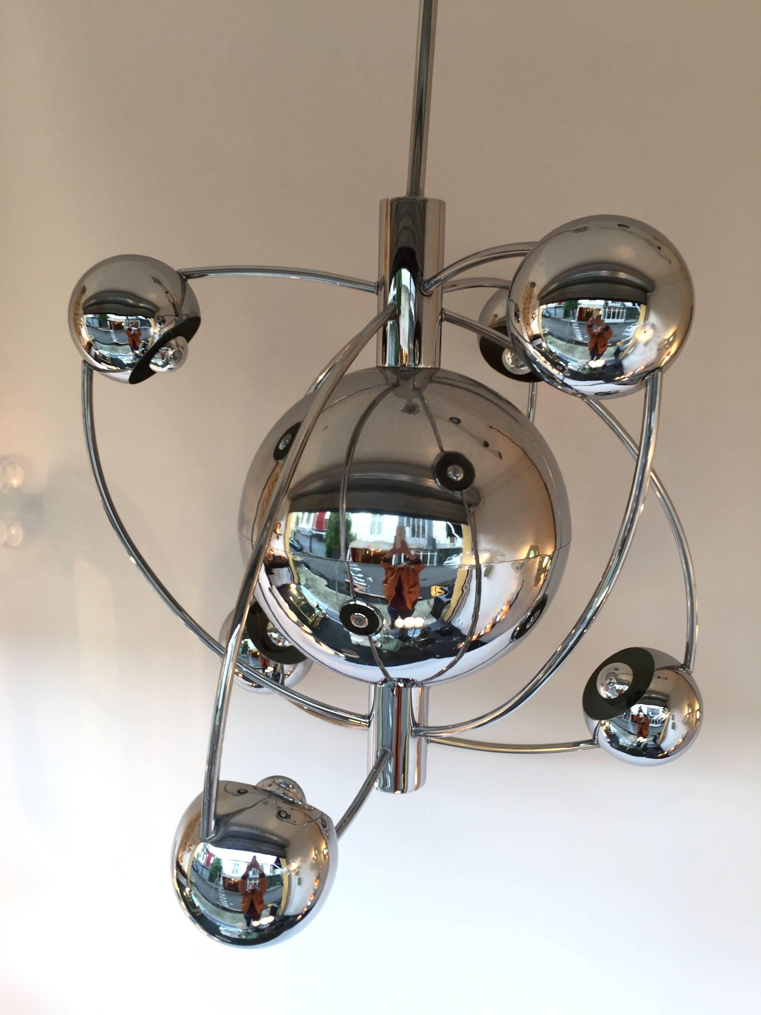 Satellite Chandelier Chrome by Reggiani, Italy, 1970s 1