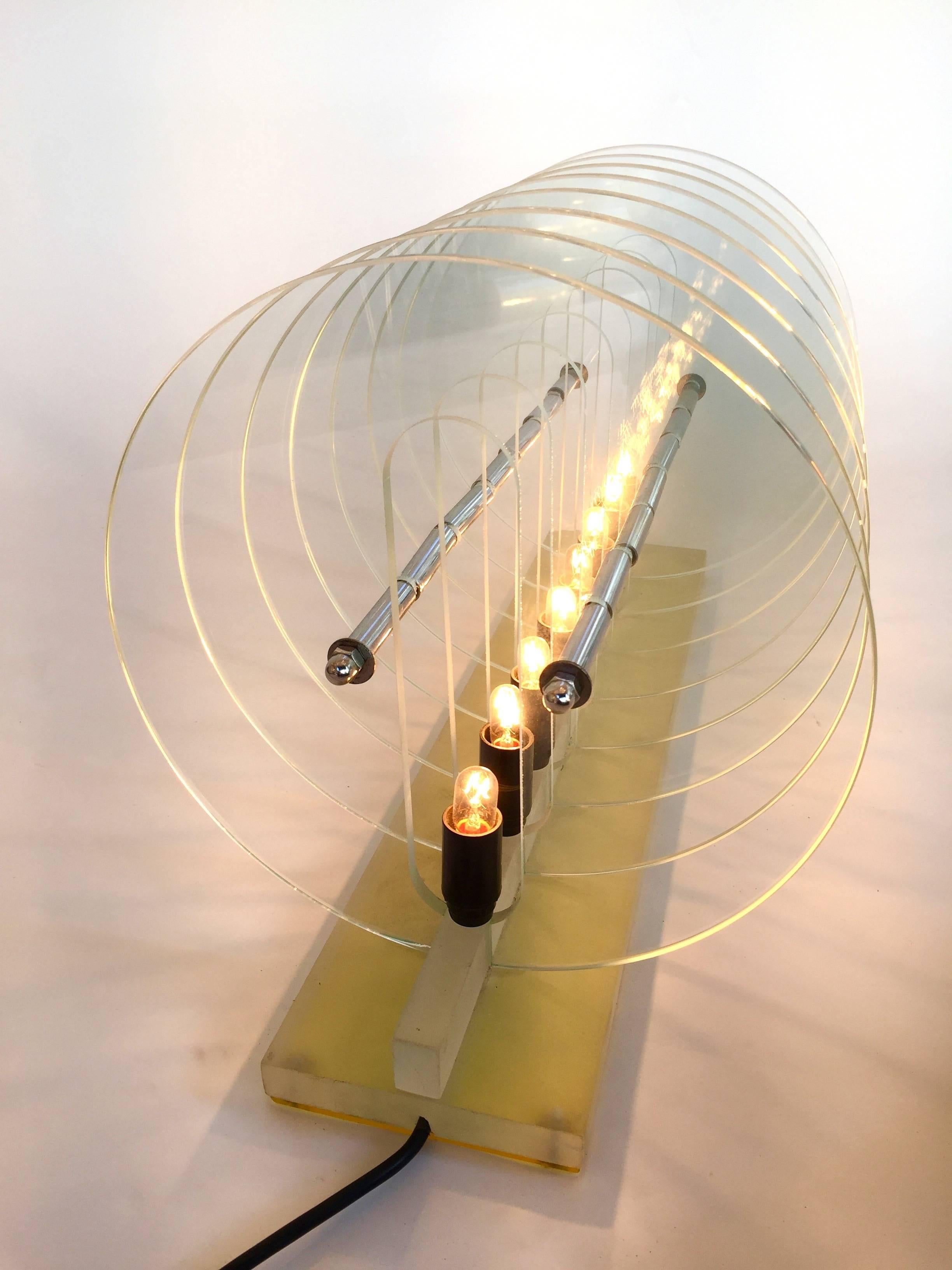 Glass Kinetic Optic Italian Design Lamp, Italy, 1980s