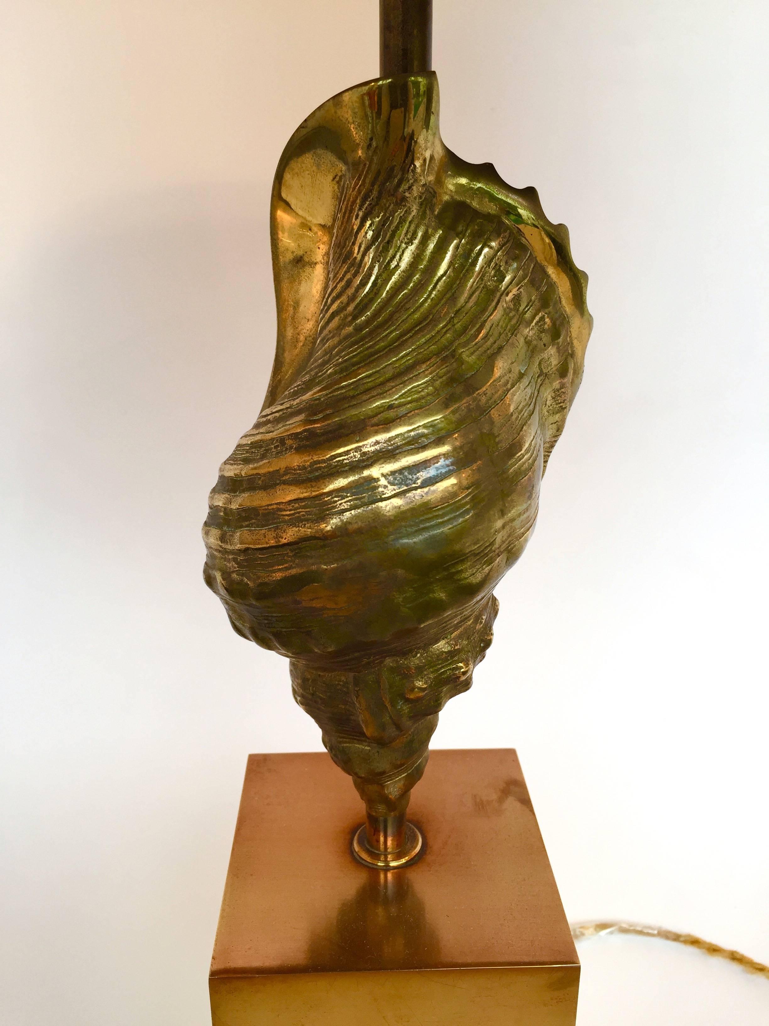 Late 20th Century Bronze Shell Lamp by Maison Charles, 1970s, France