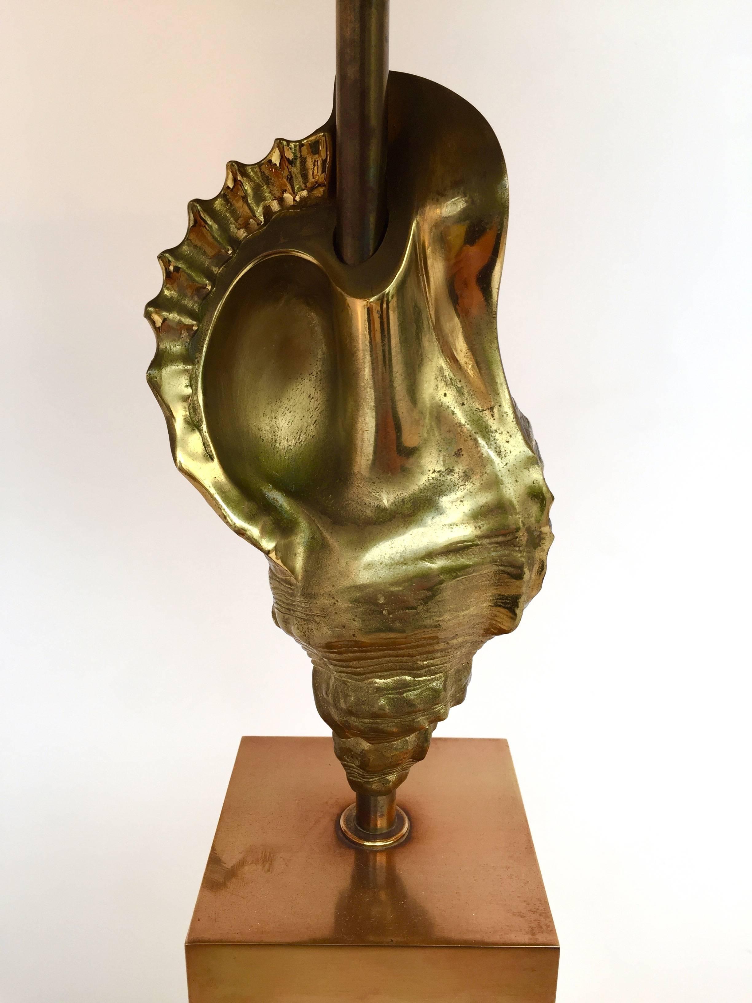 Brass Bronze Shell Lamp by Maison Charles, 1970s, France