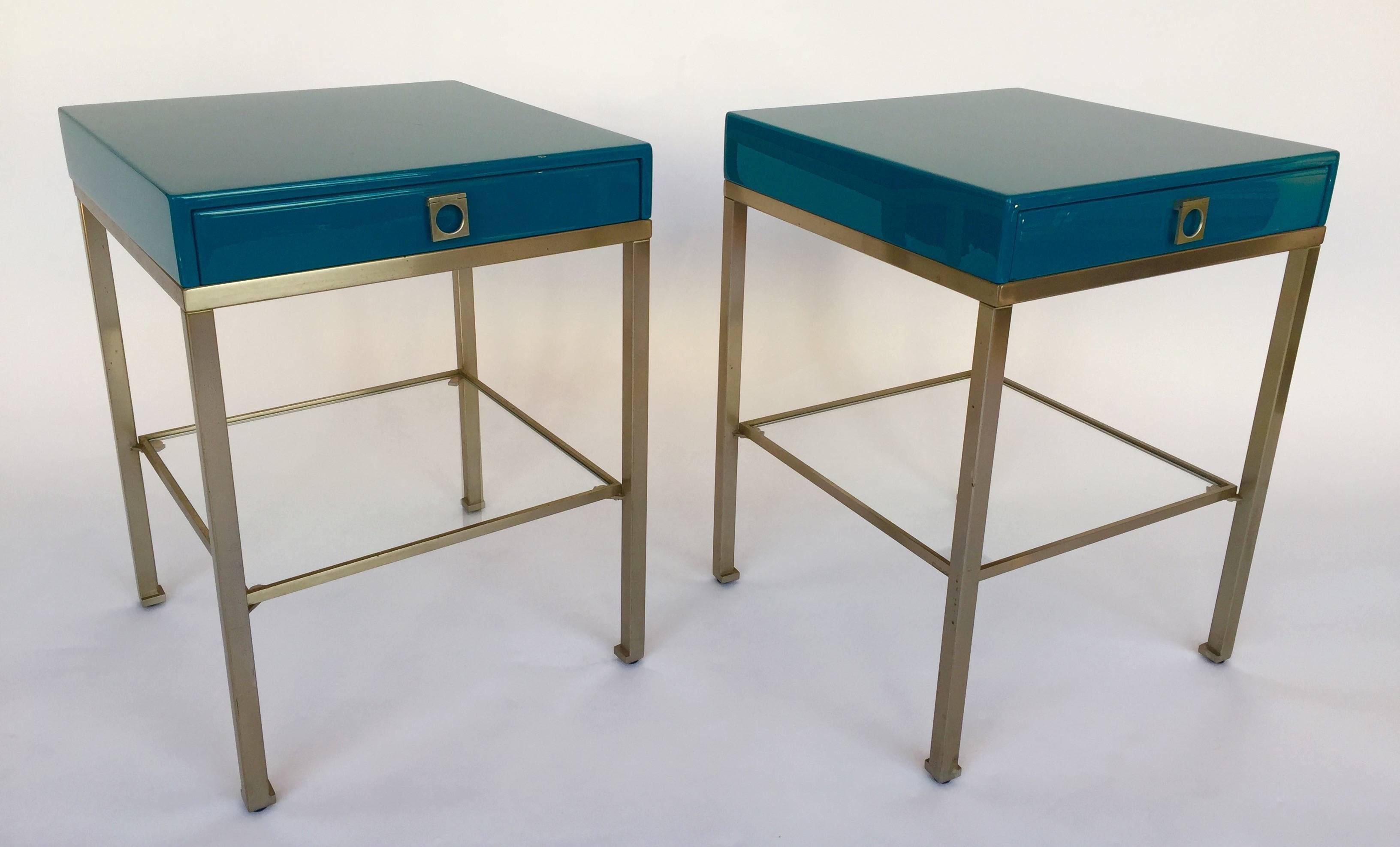 Mid-Century Modern Pair of Lacquered Side Tables by Guy Lefevre for Maison Jansen, 1970s, France