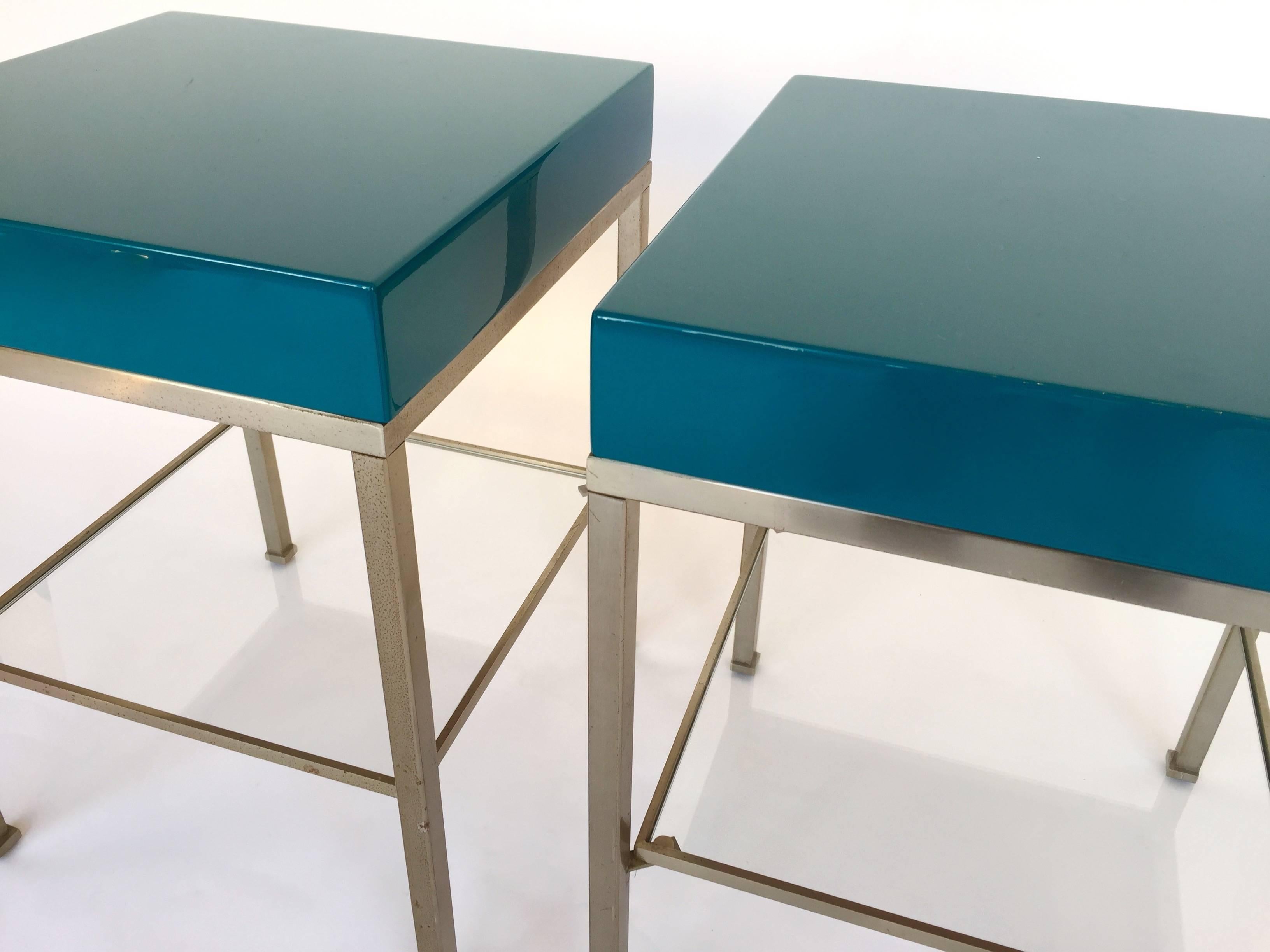 Italian Pair of Lacquered Side Tables by Guy Lefevre for Maison Jansen, 1970s, France