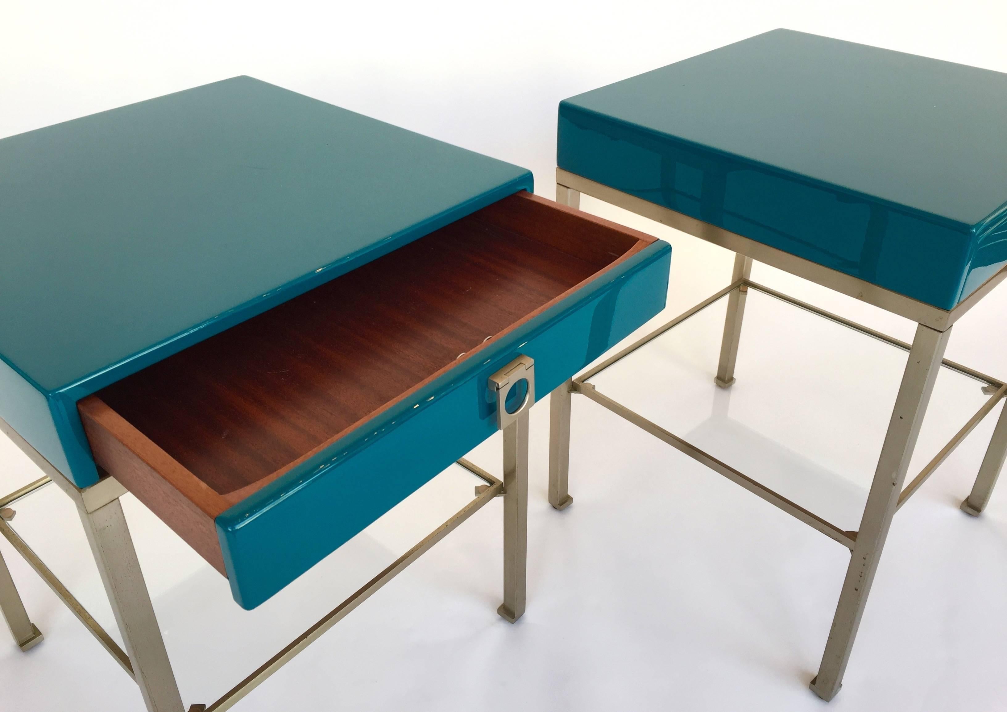 Pair of Lacquered Side Tables by Guy Lefevre for Maison Jansen, 1970s, France In Excellent Condition In SAINT-OUEN, FR