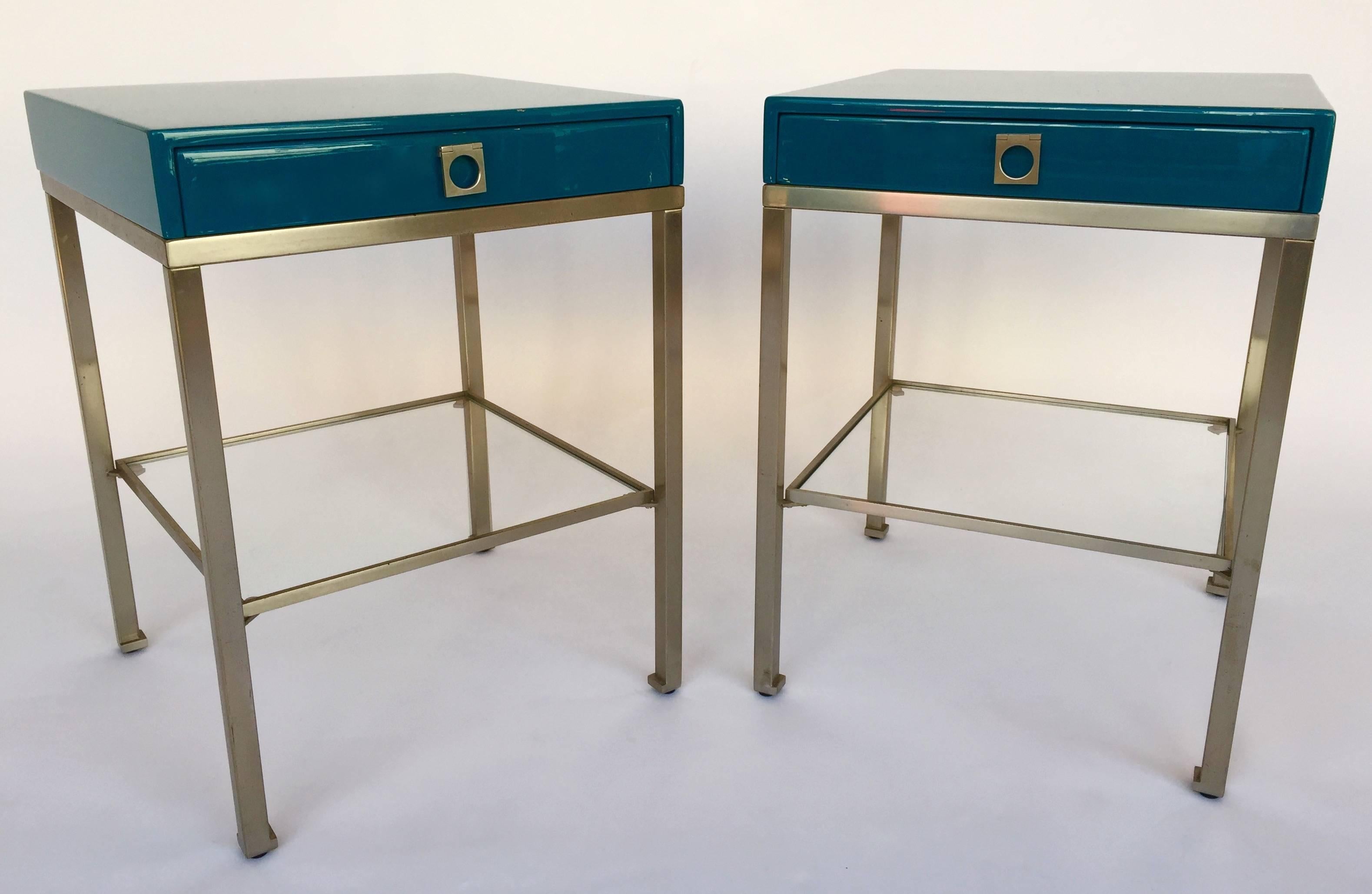 Late 20th Century Pair of Lacquered Side Tables by Guy Lefevre for Maison Jansen, 1970s, France
