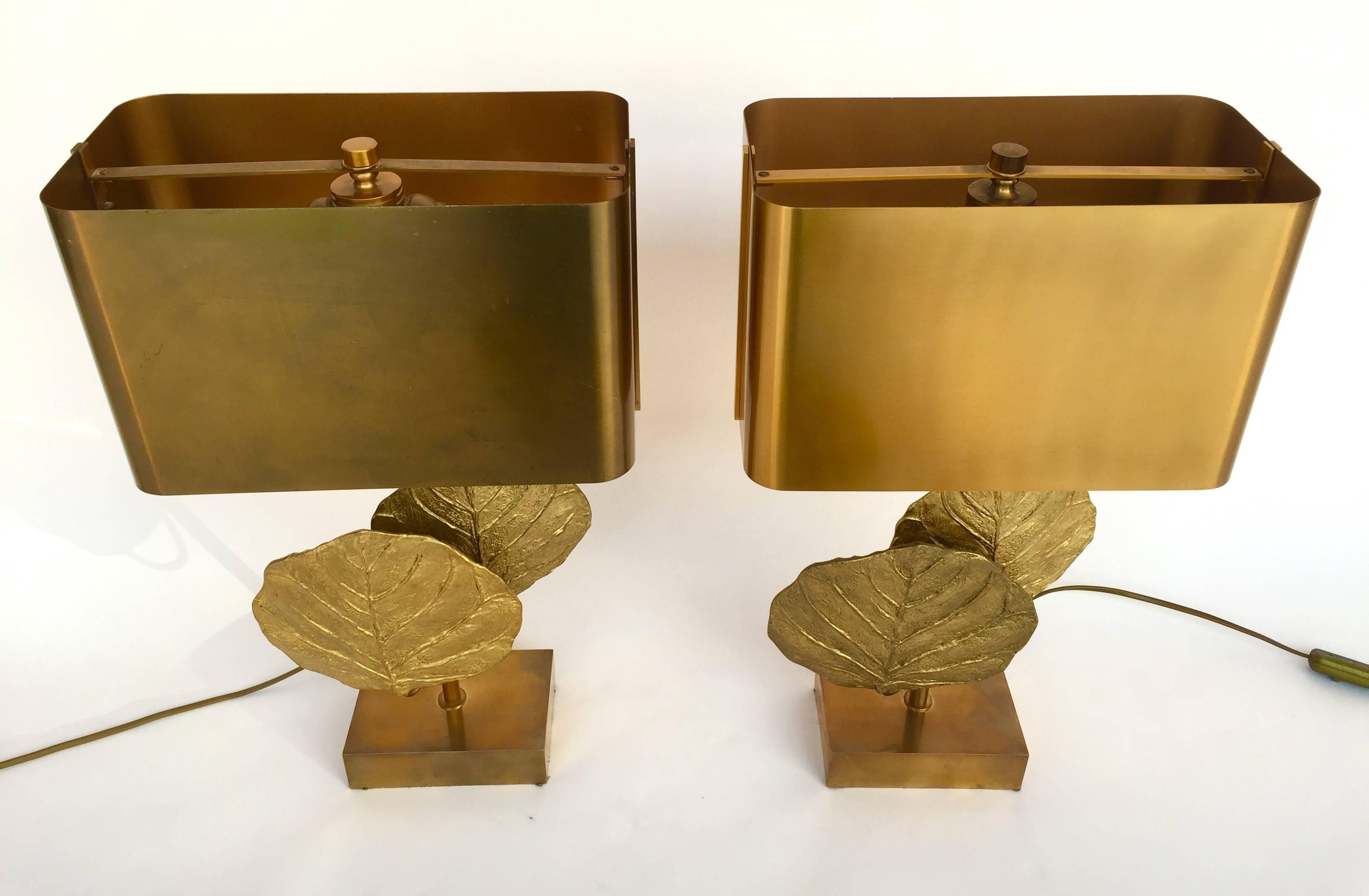 Mid-Century Modern Pair of Lamps Guadeloupe by Maison Charles, Bronze, 1970s, France