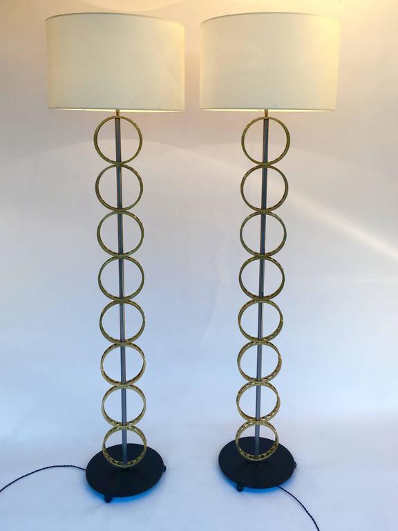 Pair Of Concentric Circle Floor Lamp Contemporary France