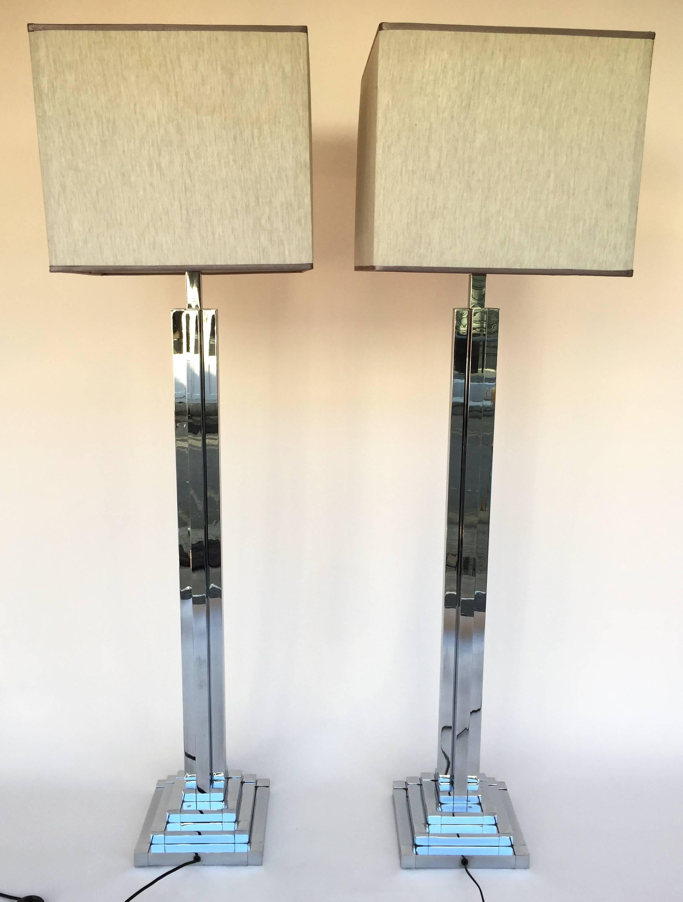 Late 20th Century Pair of Floor Lamps by Willy Rizzo for Lumica, Italy, 1970