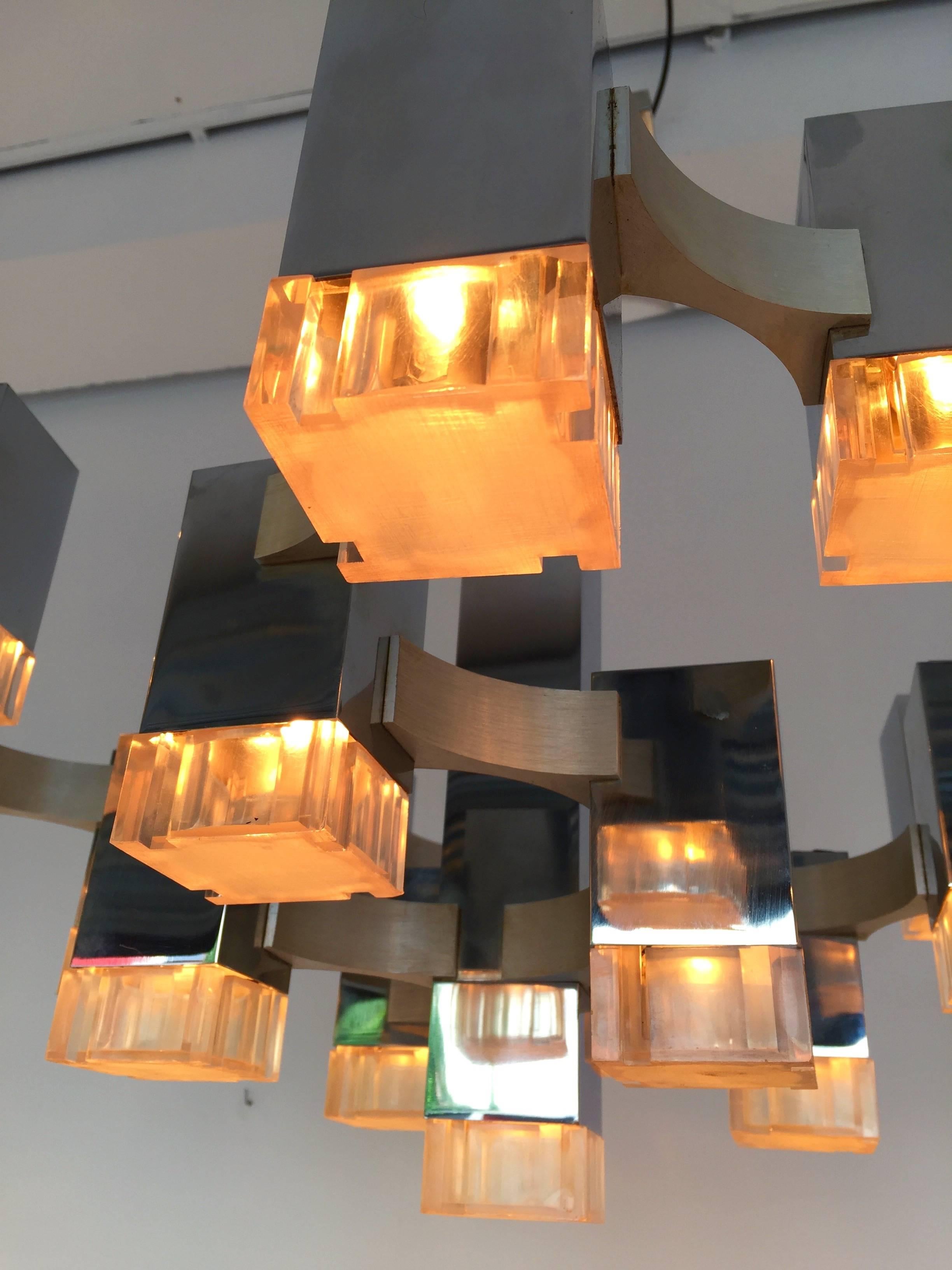 Chandelier Cubic by Sciolari. Italy, 1970s 3