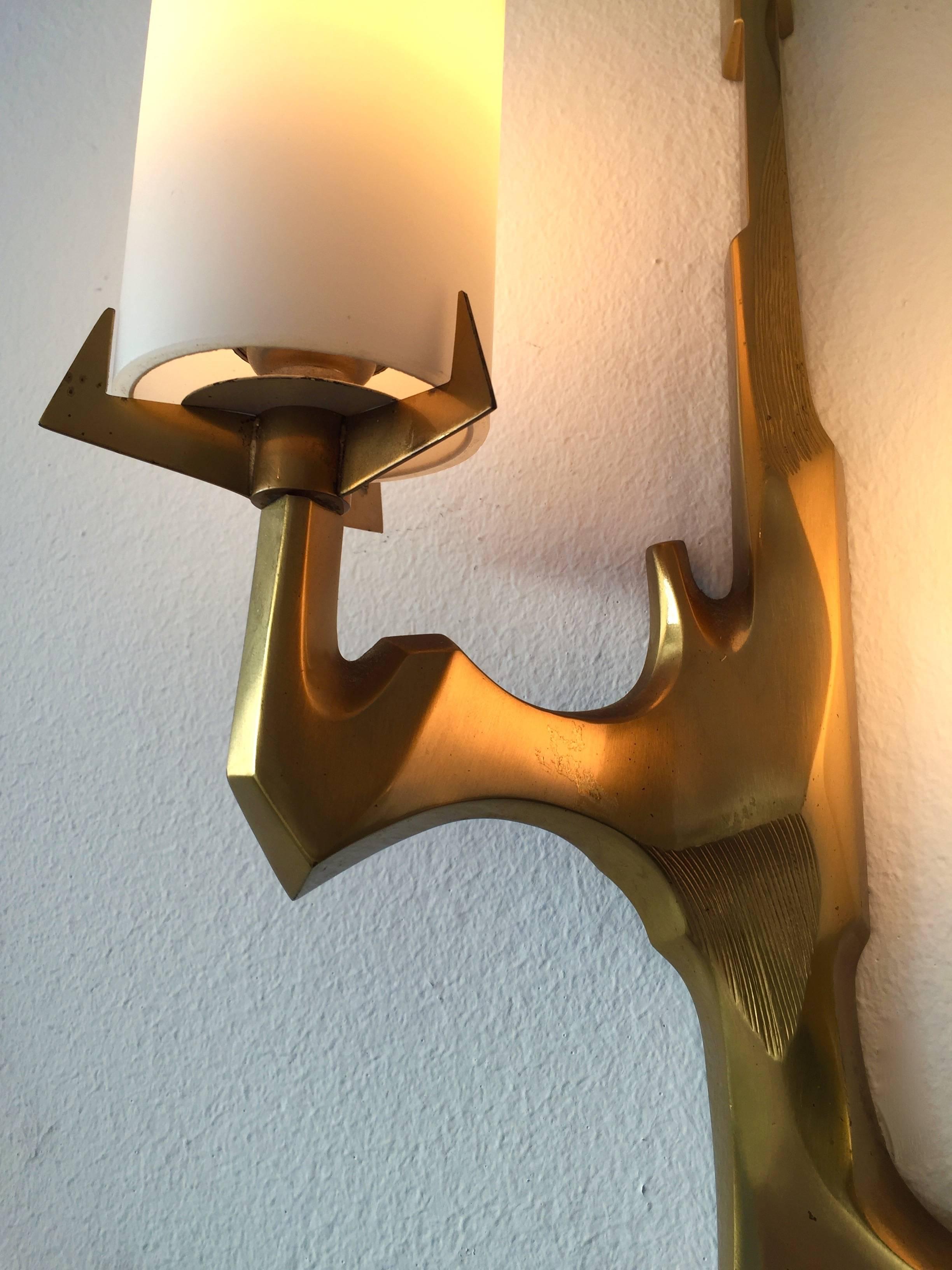 Pair of Sconces Bronze by Arlus, France, 1960s 3