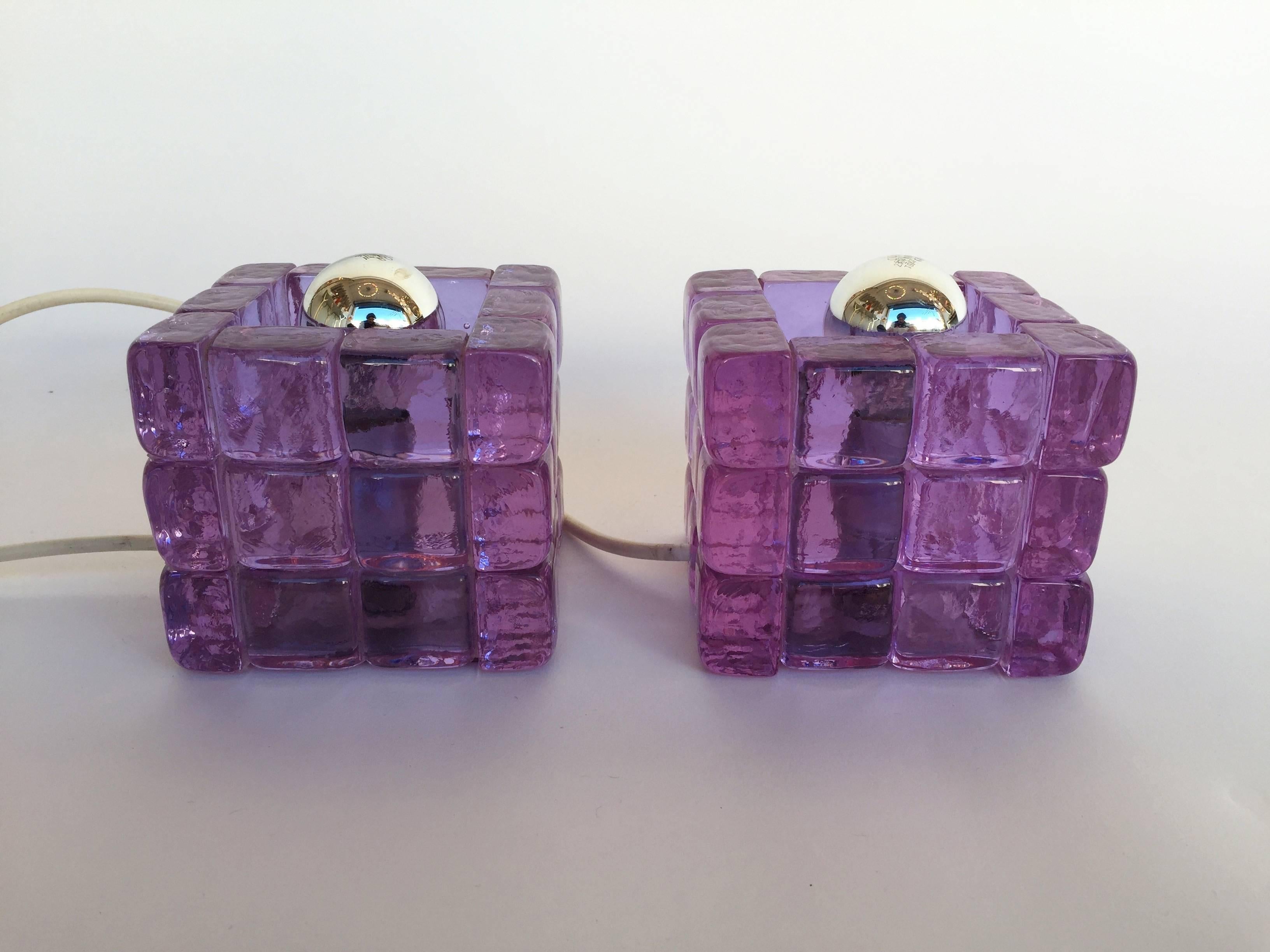 Pressed Pair of Cube Lamps by Poliarte, Italy, 1970s