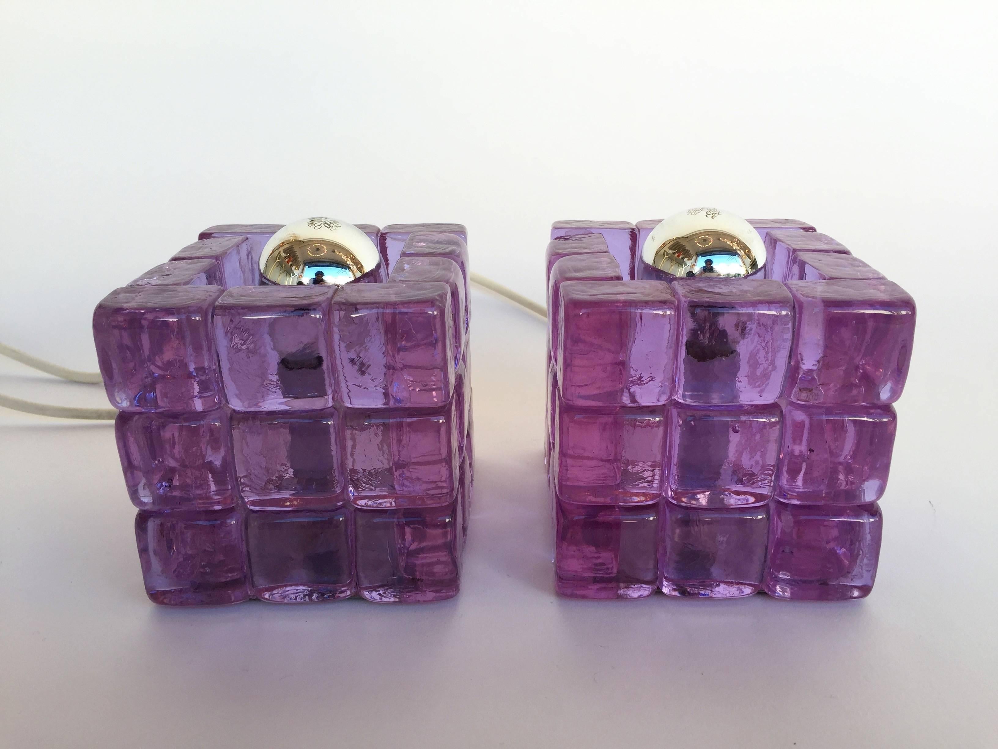 Italian Pair of Cube Lamps by Poliarte, Italy, 1970s