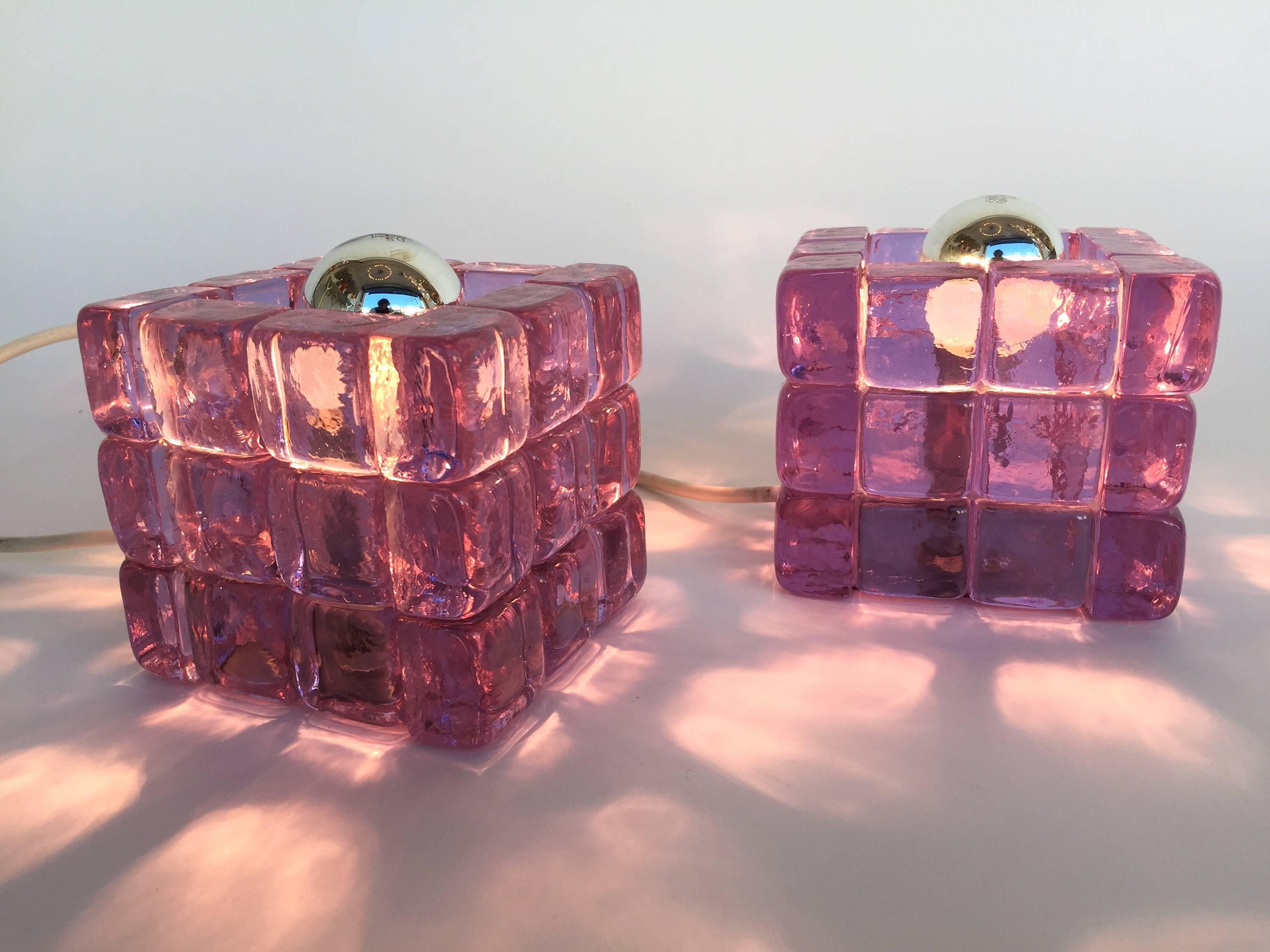 Late 20th Century Pair of Cube Lamps by Poliarte, Italy, 1970s