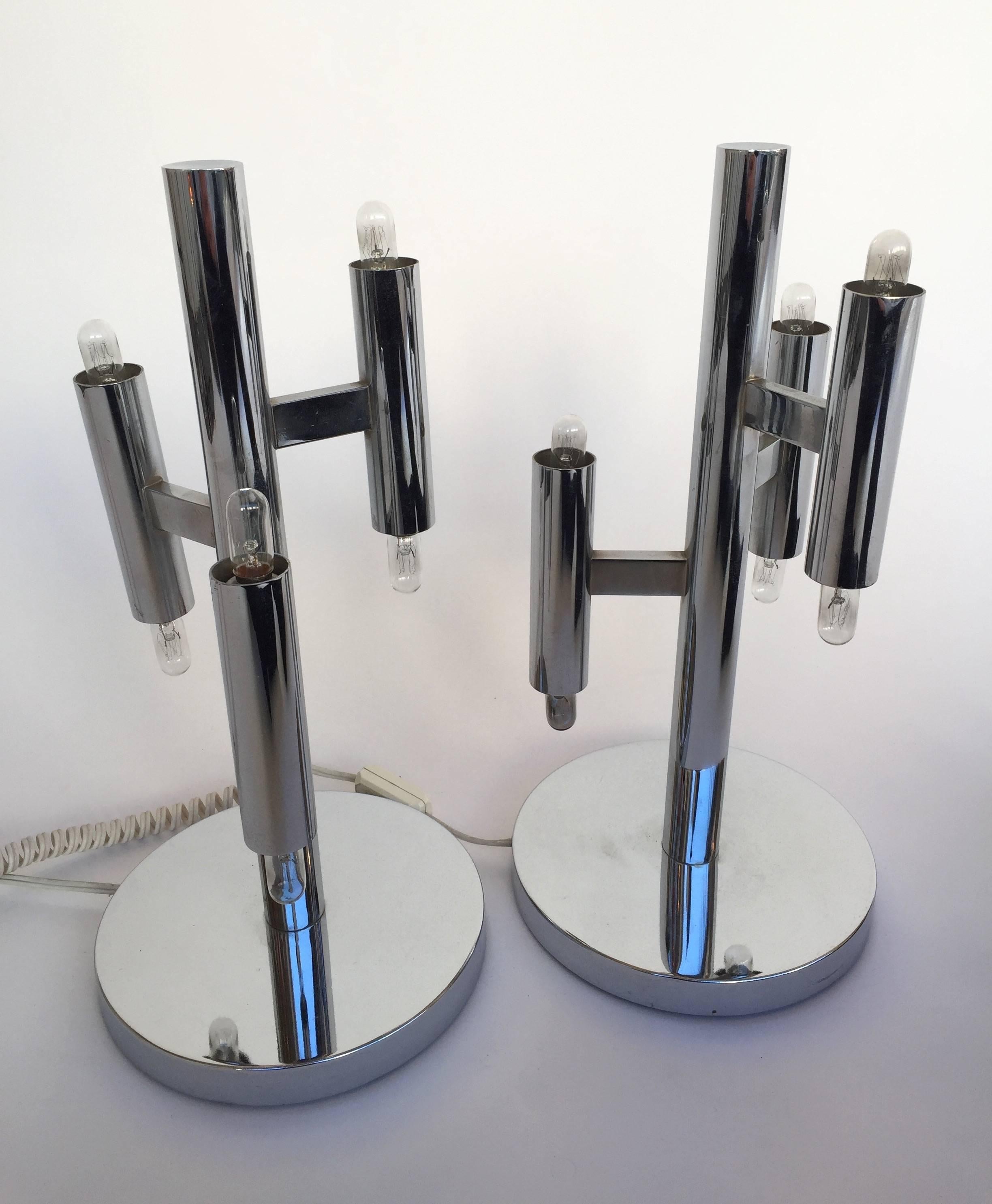 Space Age Pair of Lamps by Sciolari, Italy, 1970s