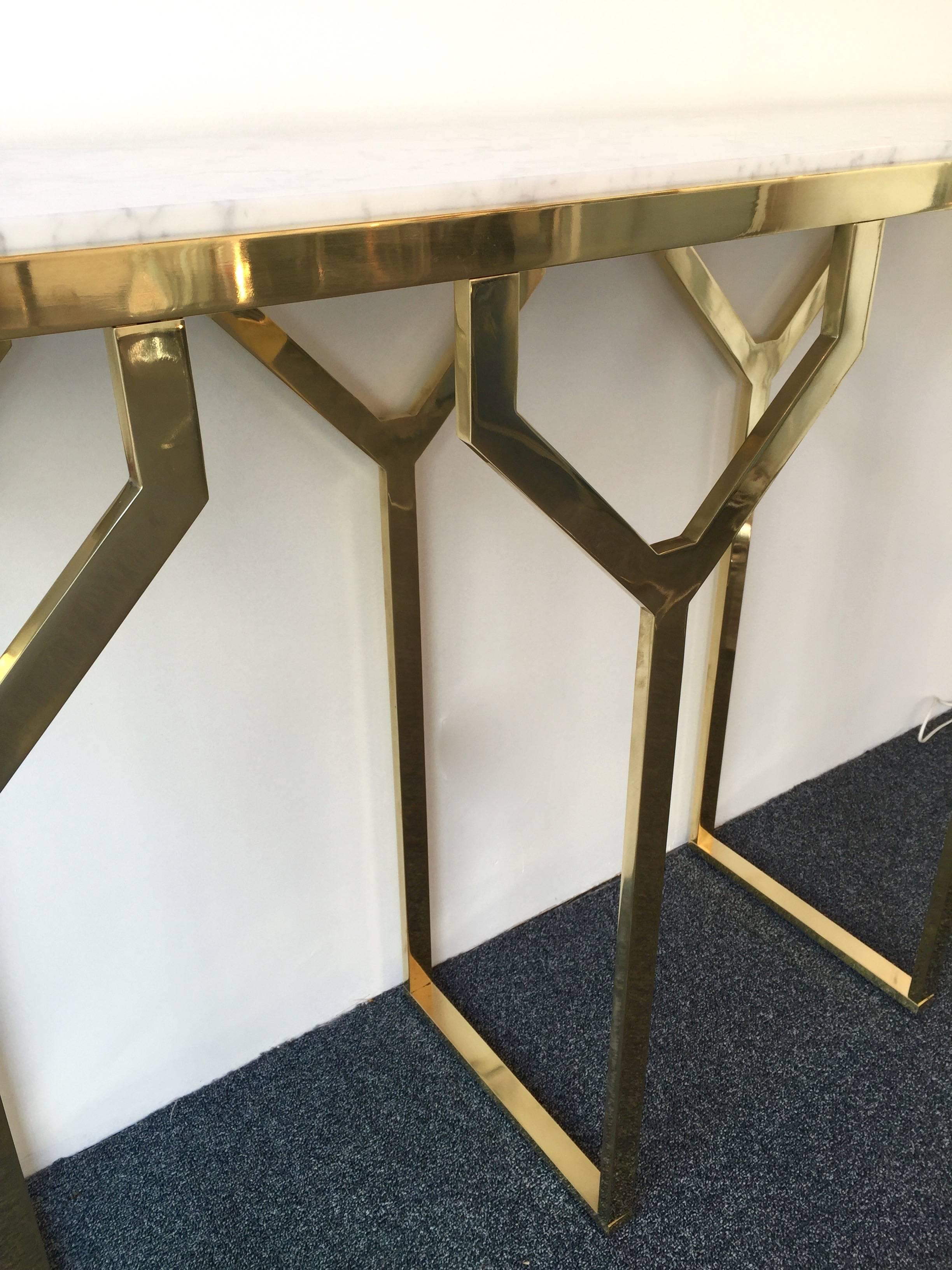 Contemporary Console Y Brass and Marble 3