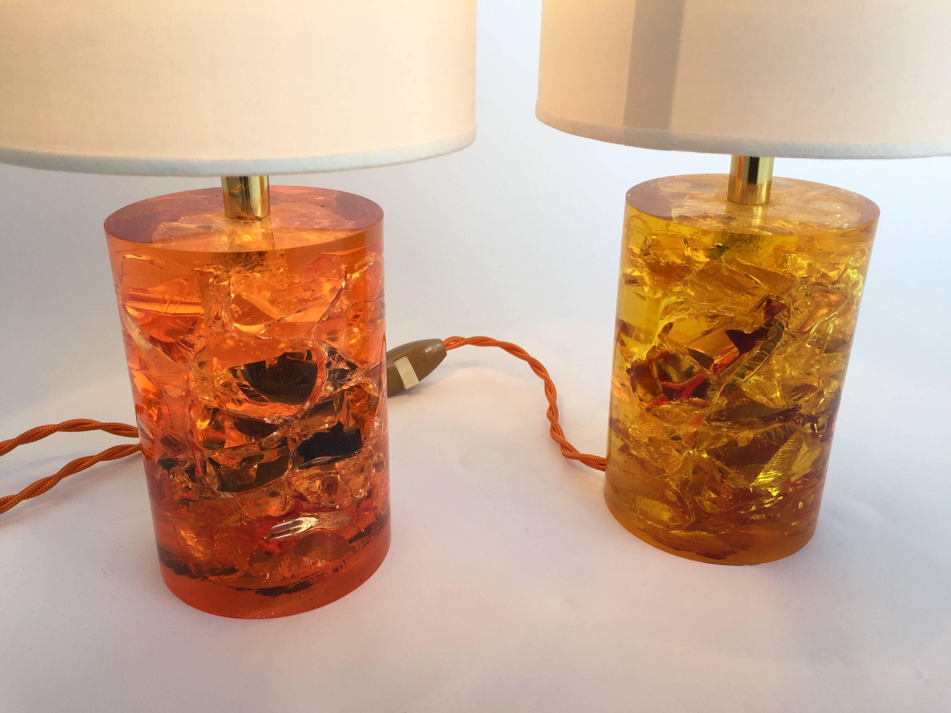 Late 20th Century Pair of Fractal Resin Lamps, France, 1970s