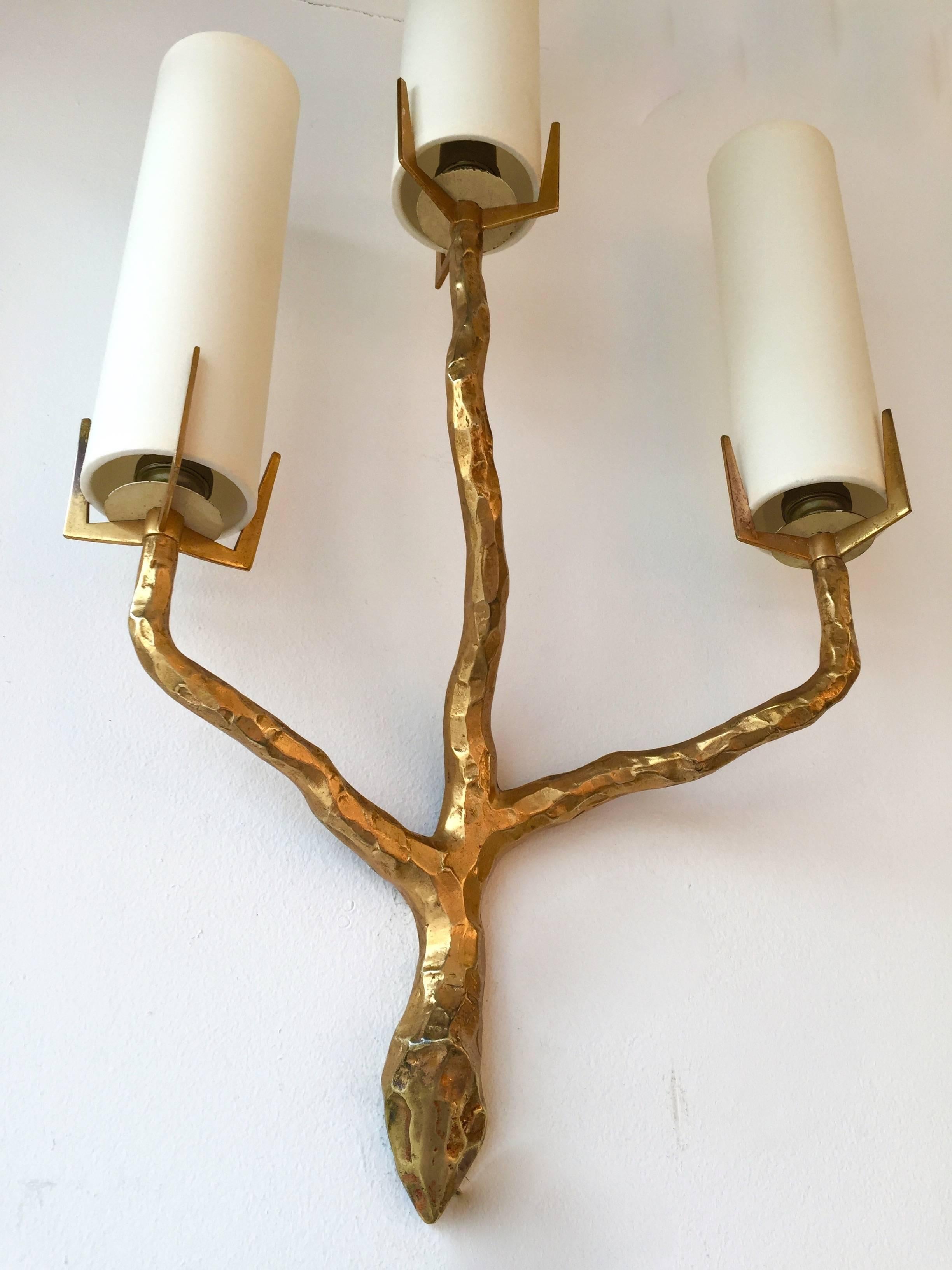 Pair of Sconces Bronze by Maison Arlus, France, 1960s In Excellent Condition In SAINT-OUEN, FR