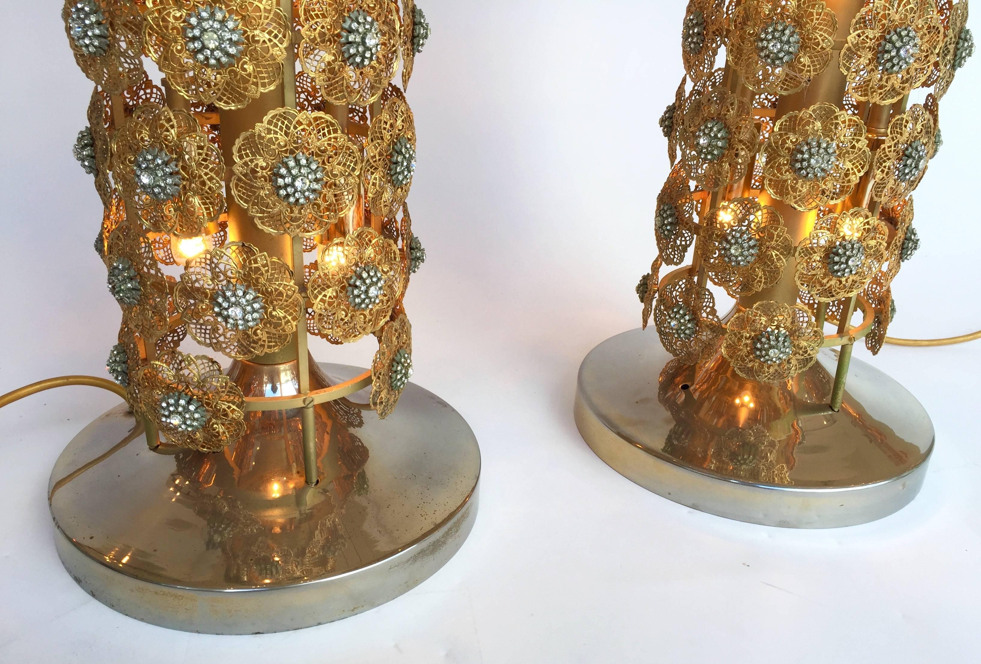 Late 20th Century Pair of Brass Floor Lamps by Faustig. Germany, 1970s