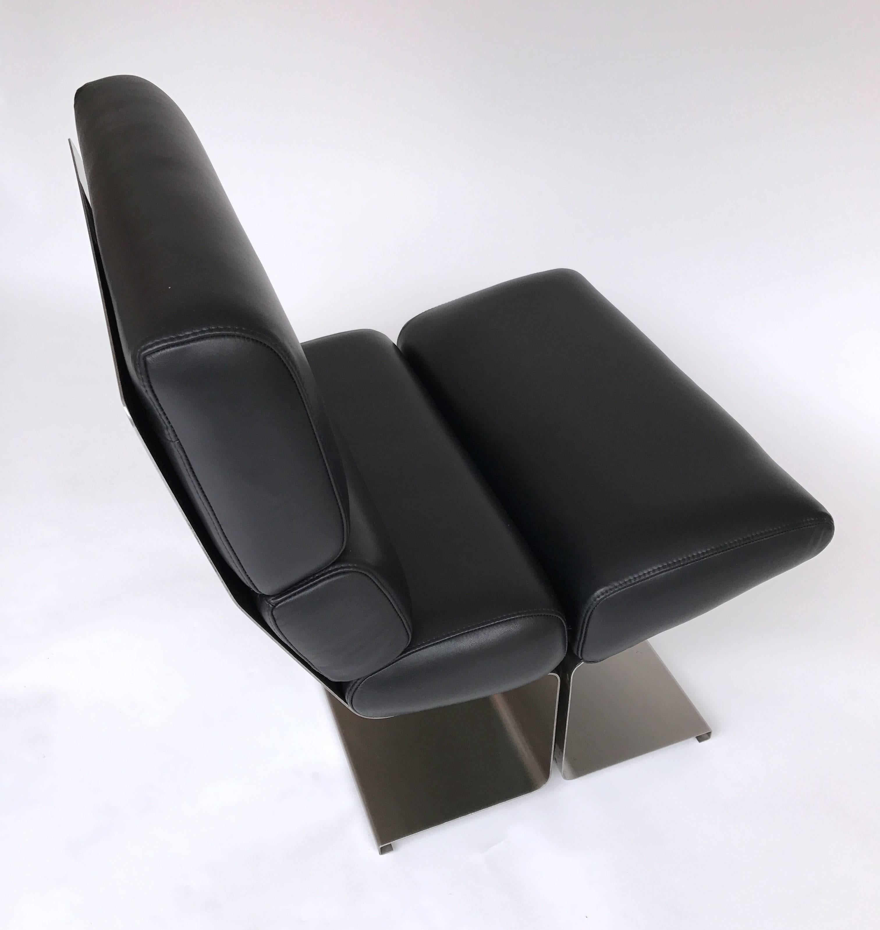 Paire de chaises longues et pouf de Paul Geoffroy pour Uginox:: France:: 1970 Excellent état à SAINT-OUEN, FR