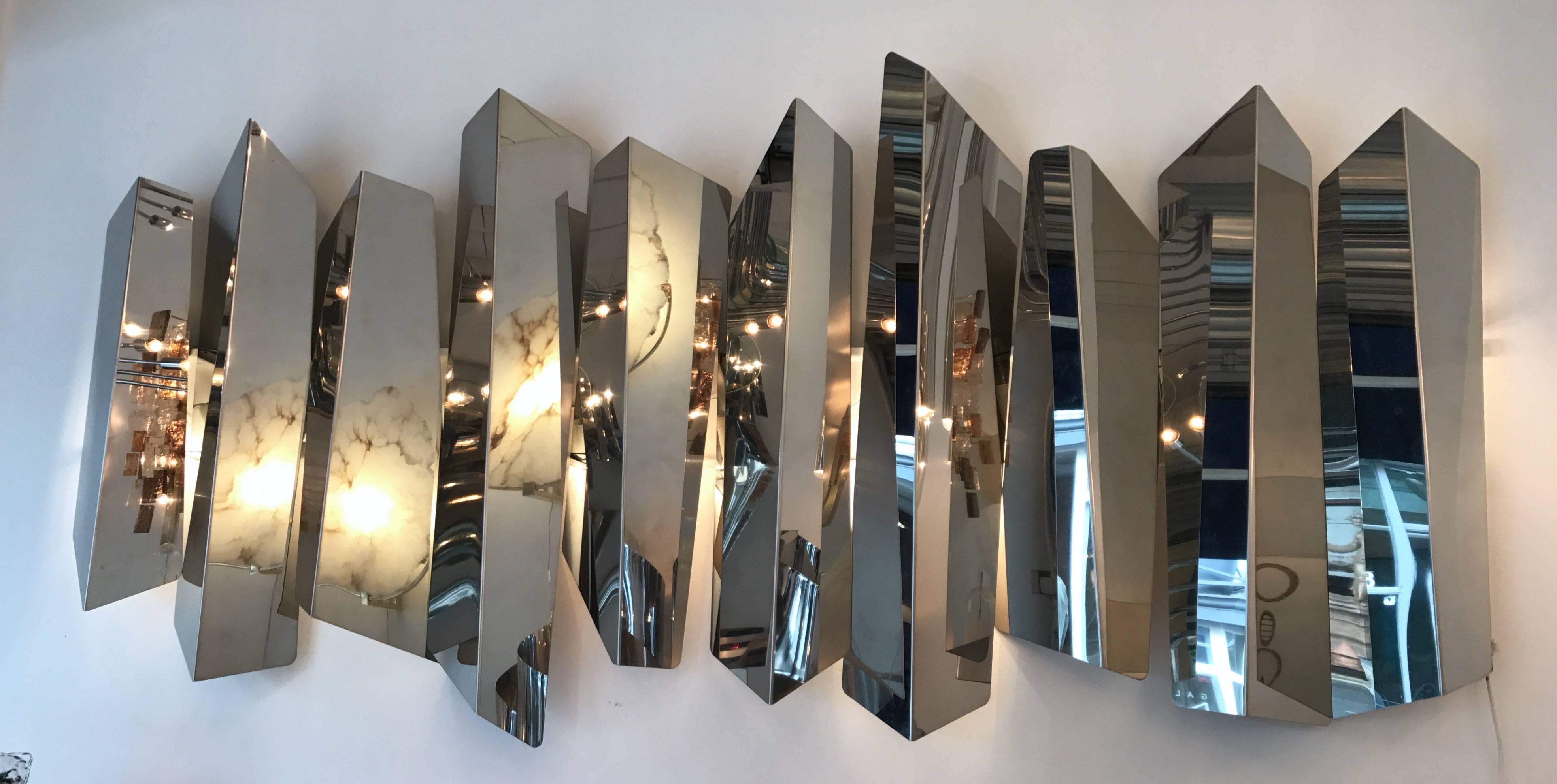 Polished Sconce Pannel Sculpture by Mario Torregiani, Italy, 1990s