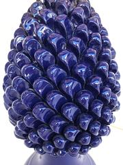 Pair of Lamps Blue Ceramic Pine, Italy, 1980s