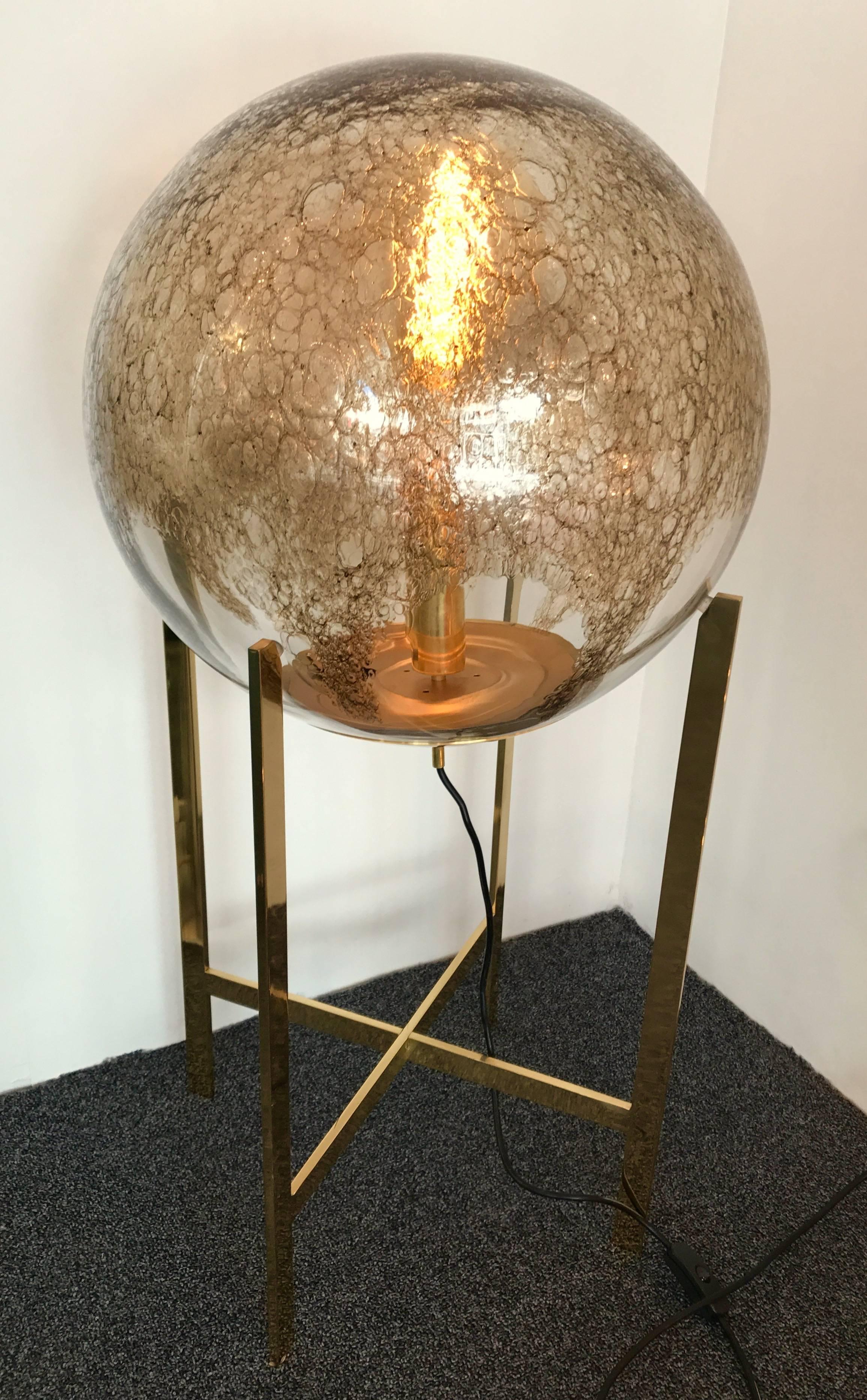 Space Age Brass Floor Lamps by La Murrina Murano Glass, Italy, 1990s For Sale