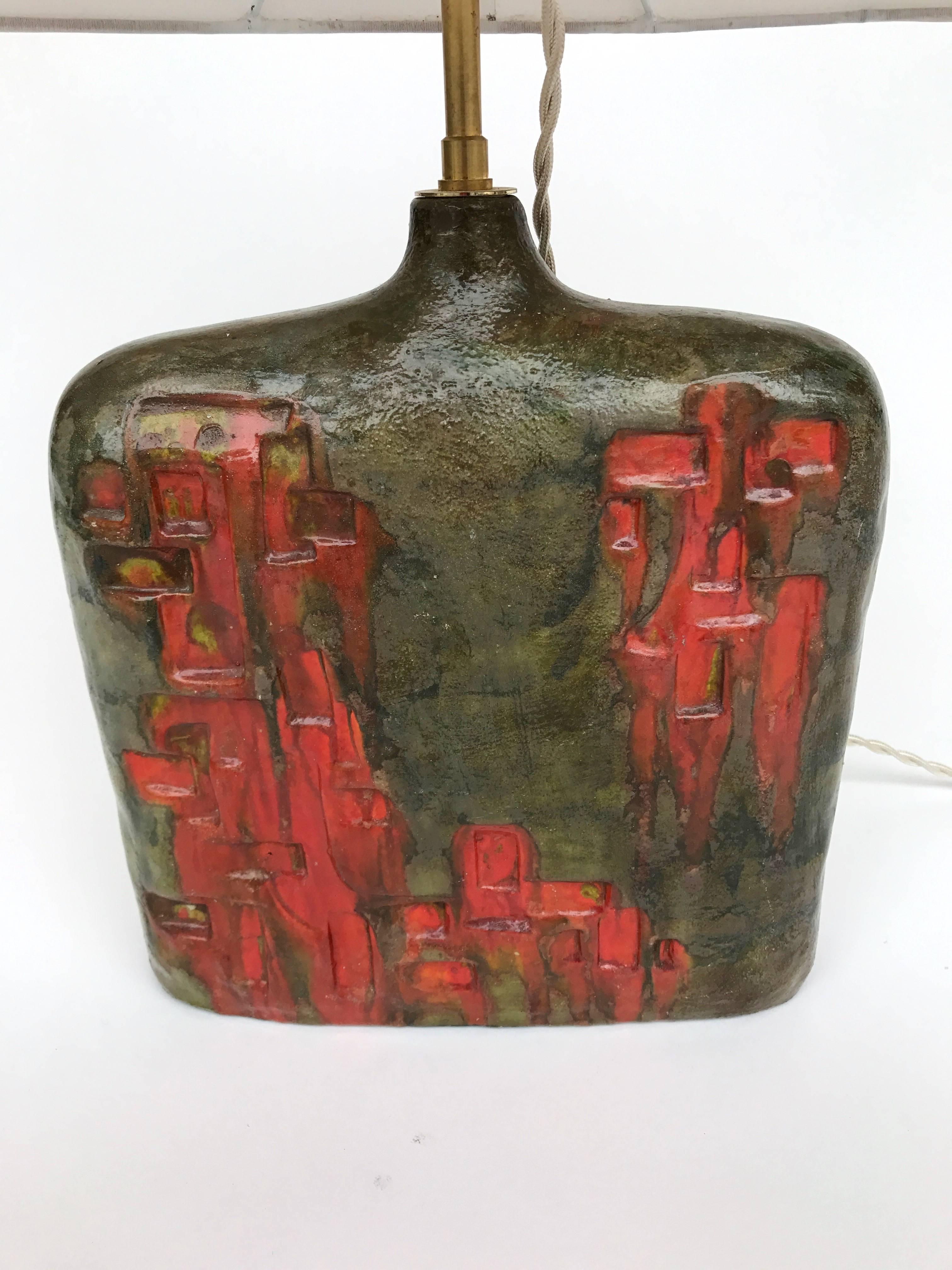 Italian Bottle Ceramic Lamp by Marcello Fantoni, Italy, 1970s